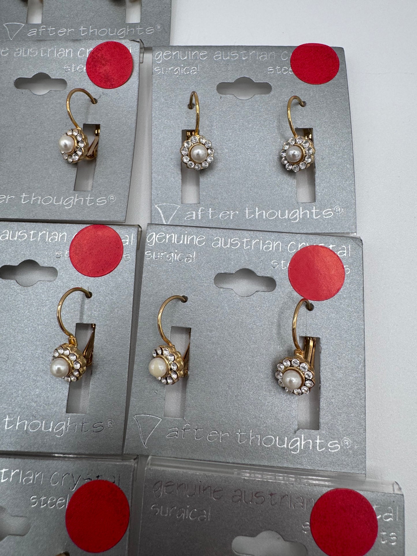 Set of 13 Pairs of Genuine Austrian Crystal Gold Flower Earrings Costume Jewelry Vintage After Thoughts