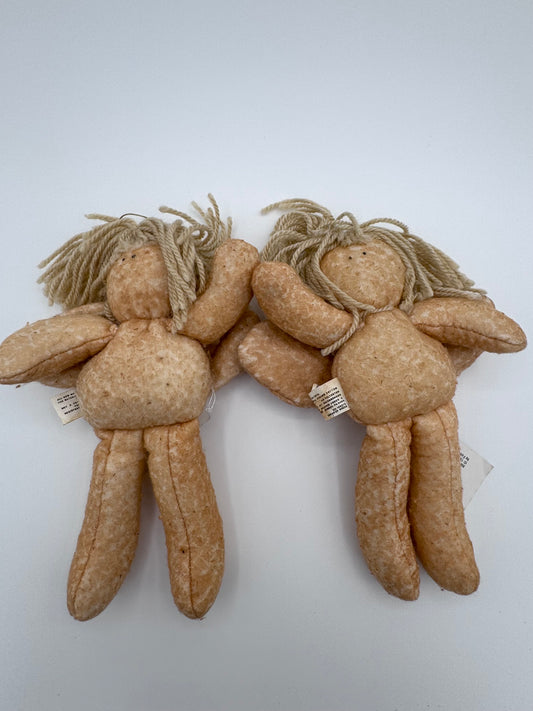Set of 2 Vintage Cloth Fabric Angel Dolls for Crafting