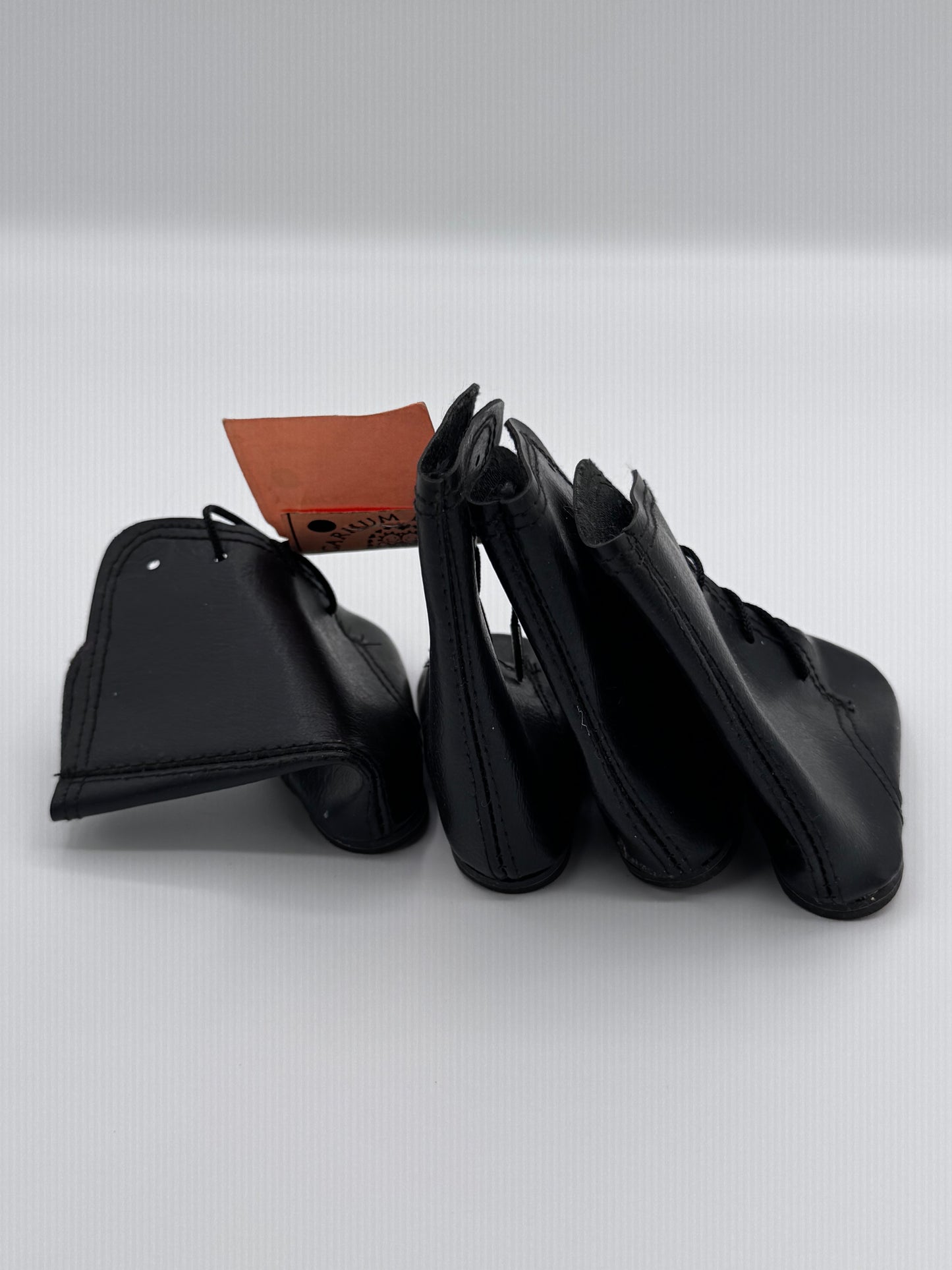Set of 2 Pairs of Vintage Doll Black Boot Shoes
