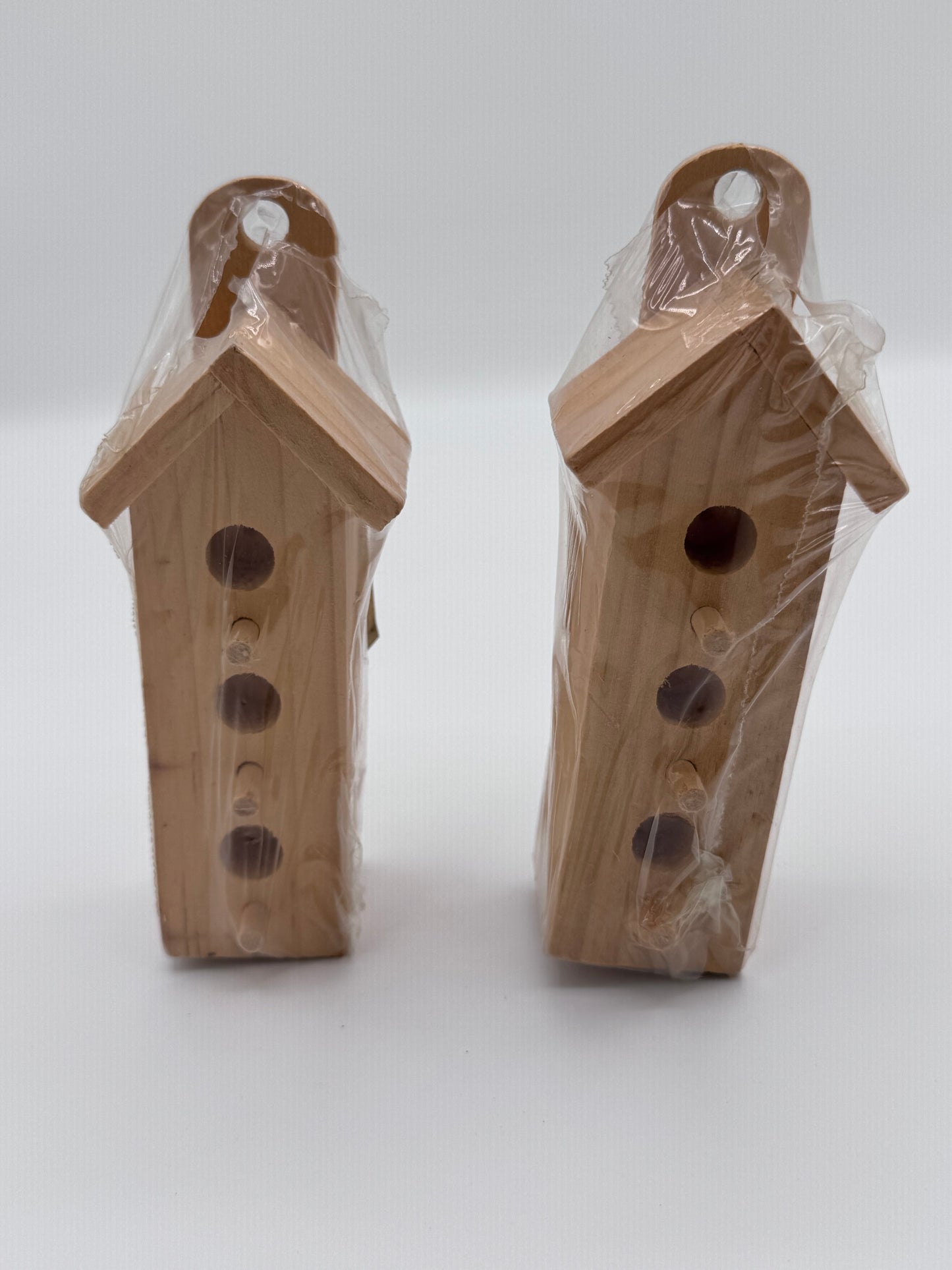 Set of 2 Wood Blank Small Tall Bird Houses