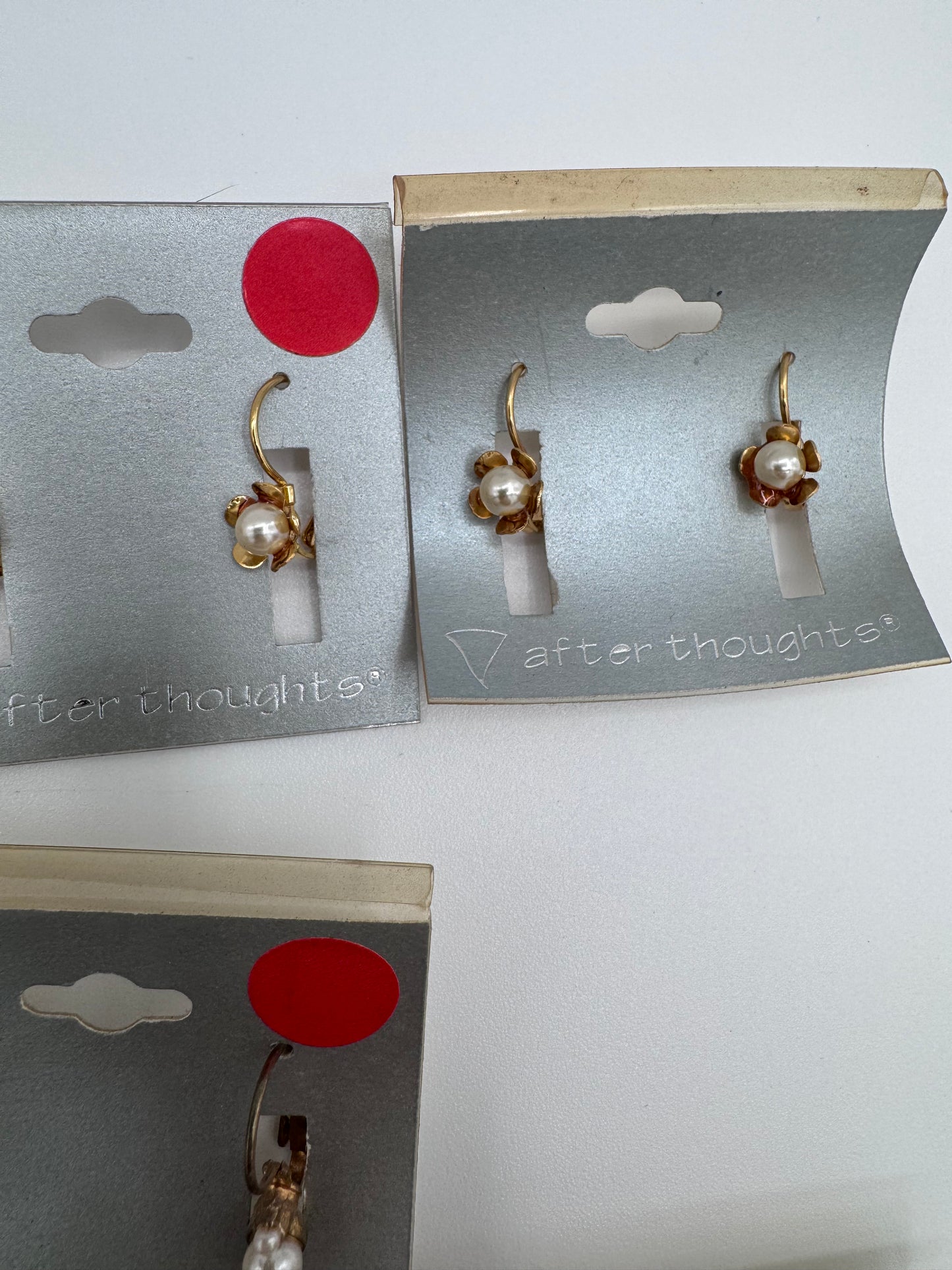 Set of 21 Pairs of Round Plastic Pearl Earrings Costume Jewelry Vintage After Thoughts
