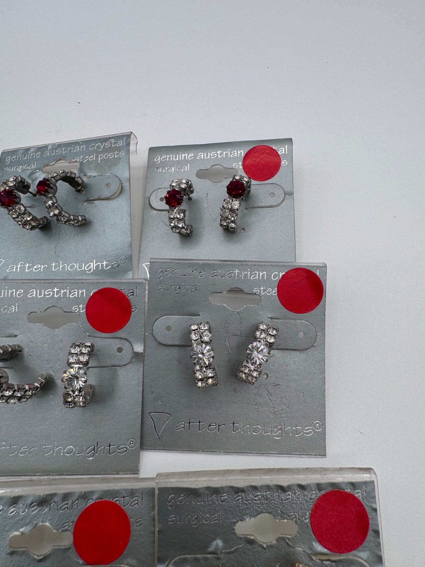 Set of 16 Pairs of Genuine Austrian Crystal Hoop Mixed Earrings Costume Jewelry Vintage After Thoughts