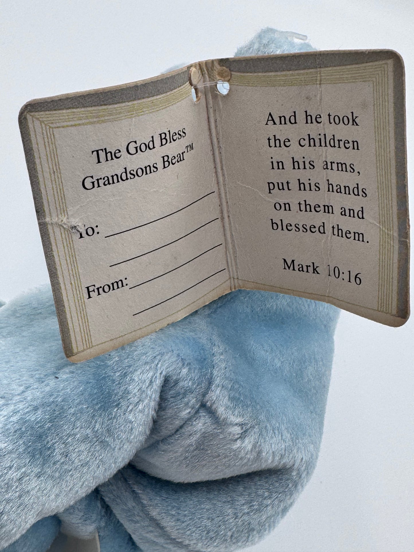 The God Bless Grandsons Holy Baby Blue Bean Bear