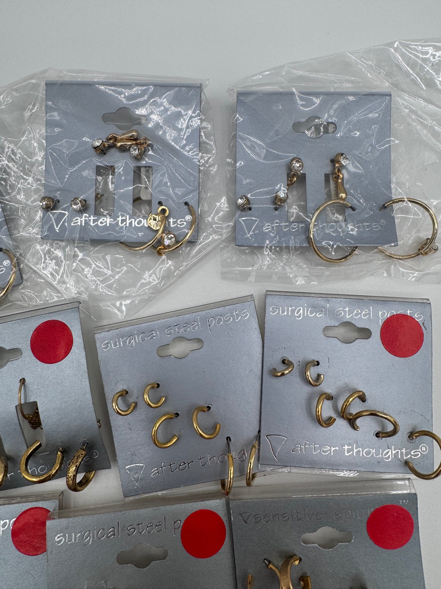 Set of 21 Small Gold Hoop Earrings Sets of 3 (63 Pairs) Costume Jewelry Vintage After Thoughts