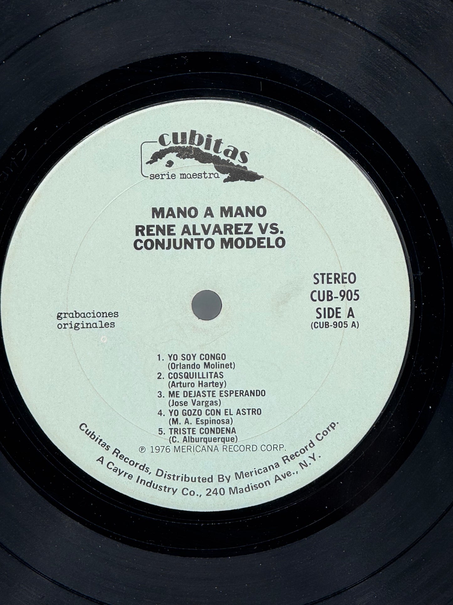 Mano a Mano Rene Alvarez y Su Conjunto Modelo 1976 Vintage Vinyl Record