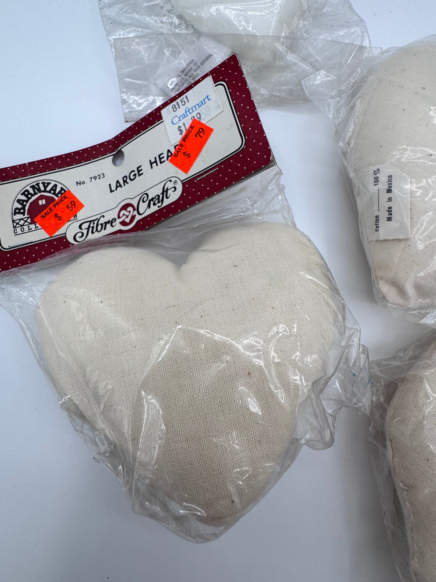 Set of 4 Heart Fabric Blank Cushions Vintage For Crafts