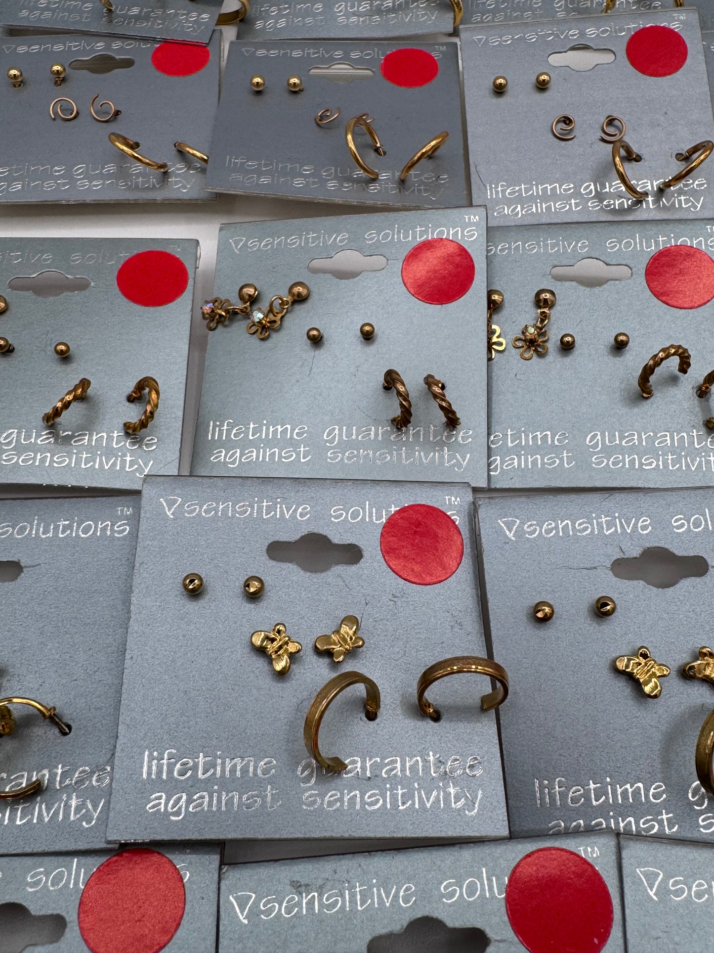 Set of 36 Small Gold Studs and Hoop Earrings Sets of 3 (108 Pairs) Costume Jewelry Vintage After Thoughts
