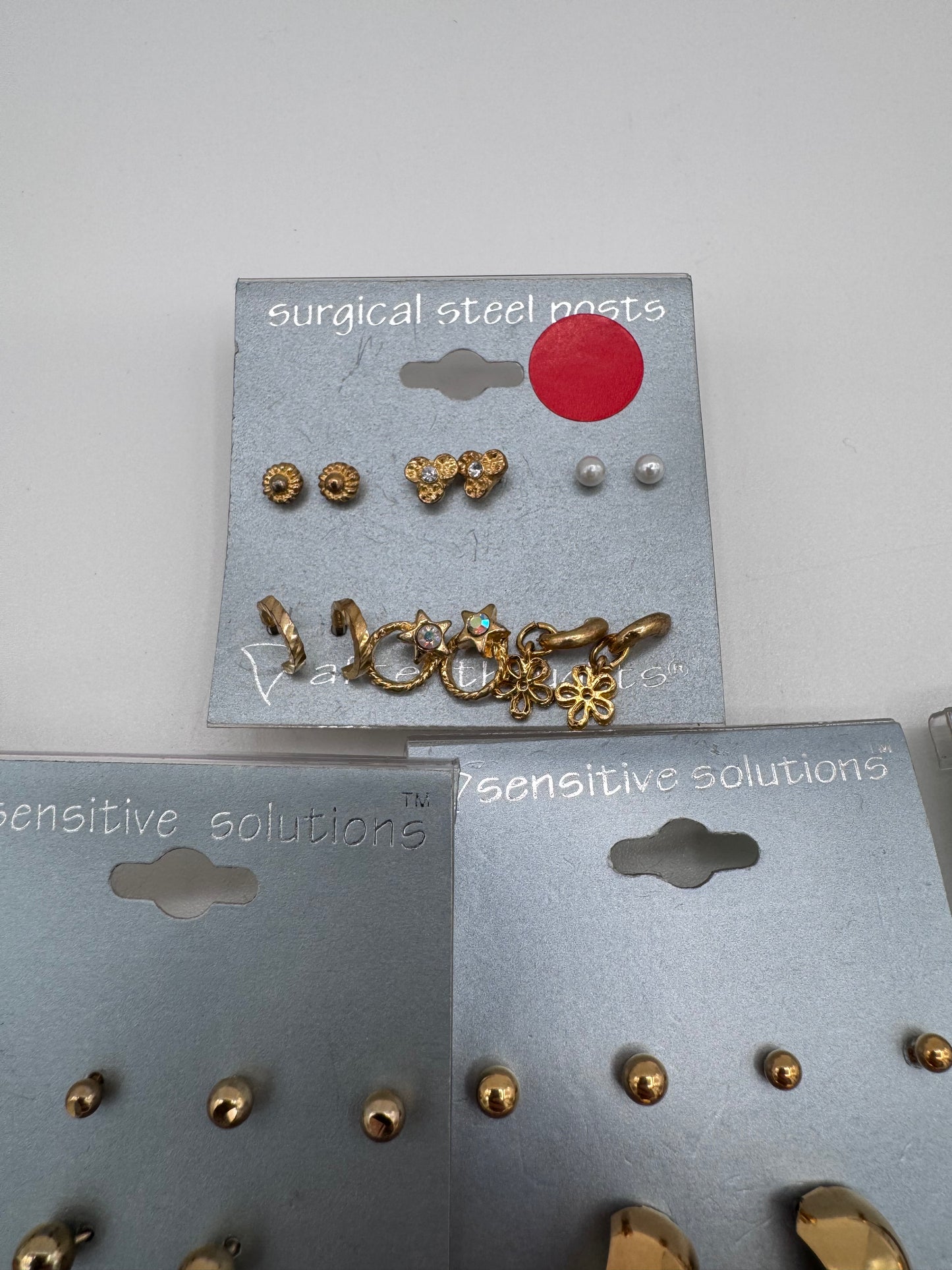 Set of 13 Small Gold Earrings Sets of 6 (78 Pairs) Costume Jewelry Vintage After Thoughts