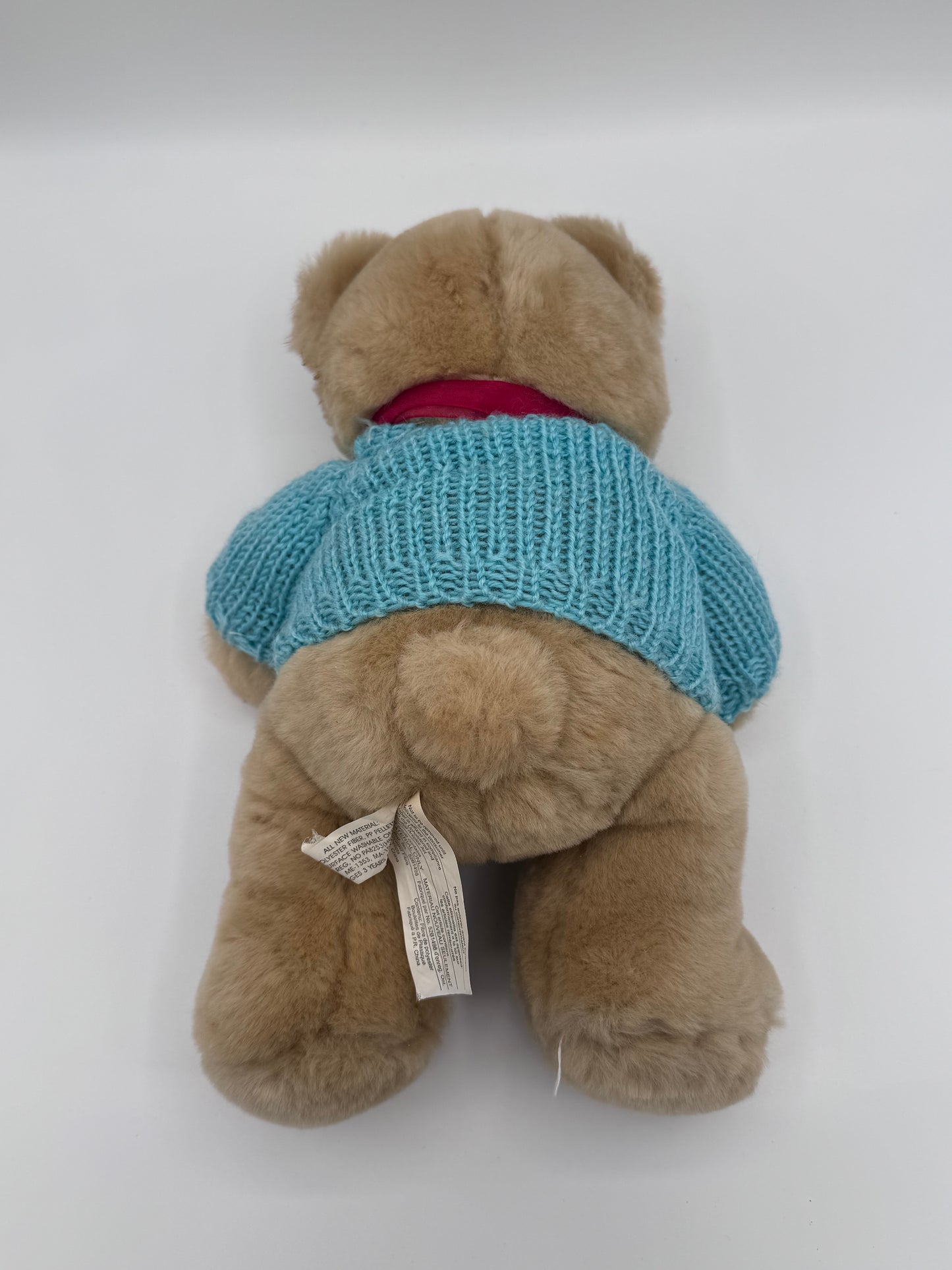 Brown Happy Birthday Teddy Bear Red Bow Aqua Sweater 2004 Michaels