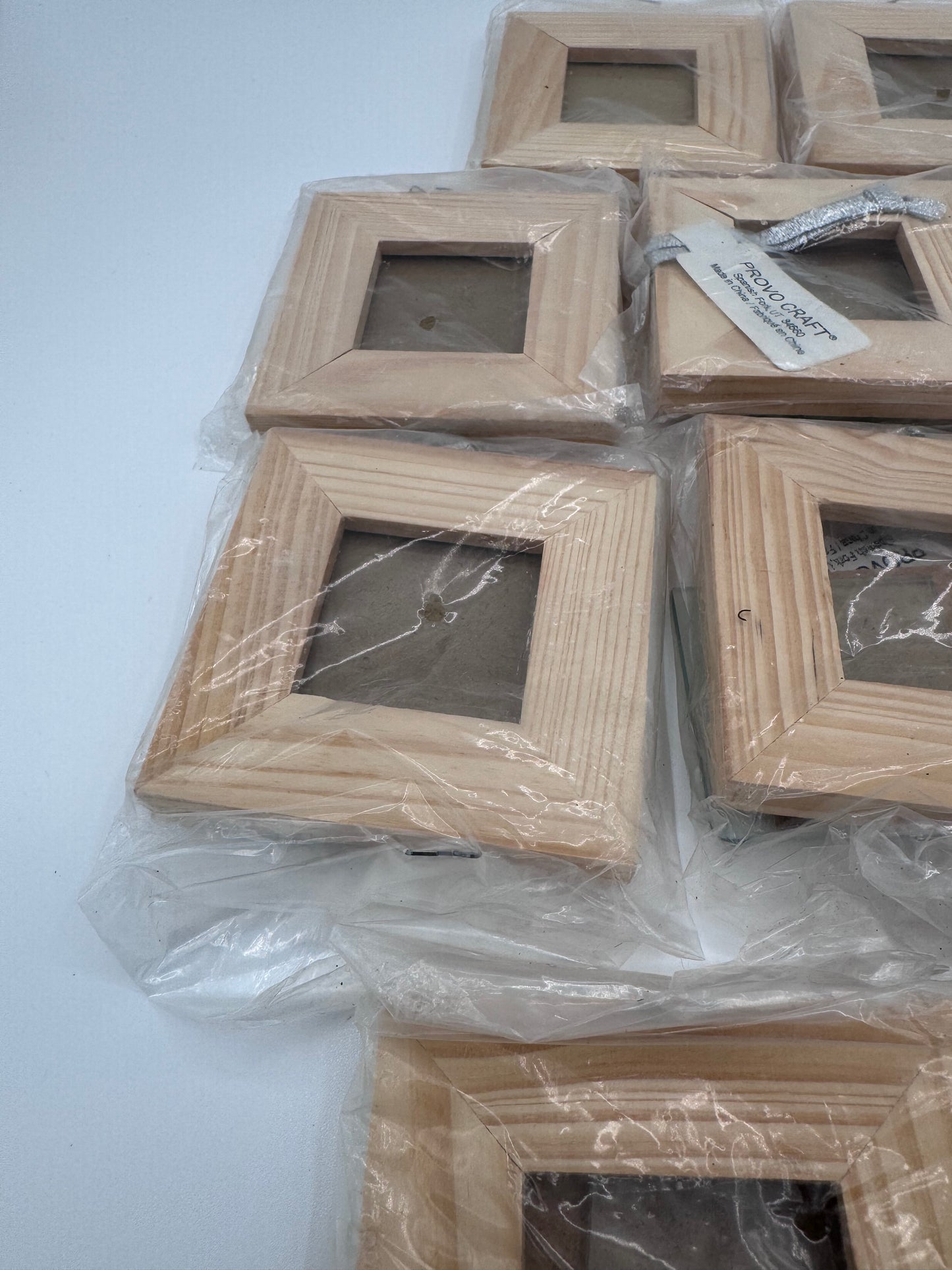 Set of 10 Small Vintage Wood Glass Craft Frames