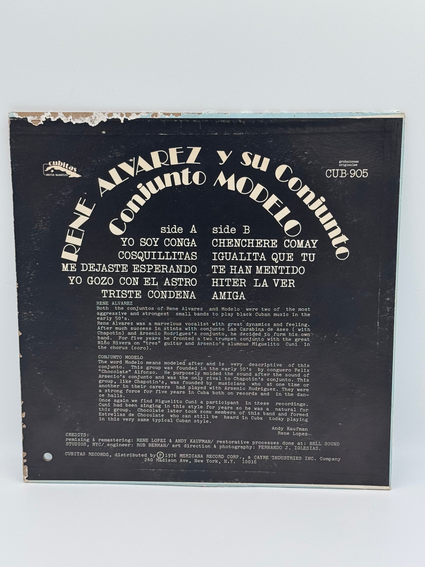 Mano a Mano Rene Alvarez y Su Conjunto Modelo 1976 Vintage Vinyl Record