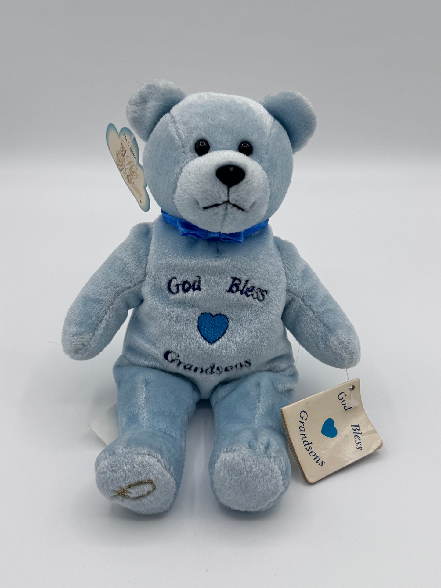 The God Bless Grandsons Holy Baby Blue Bean Bear