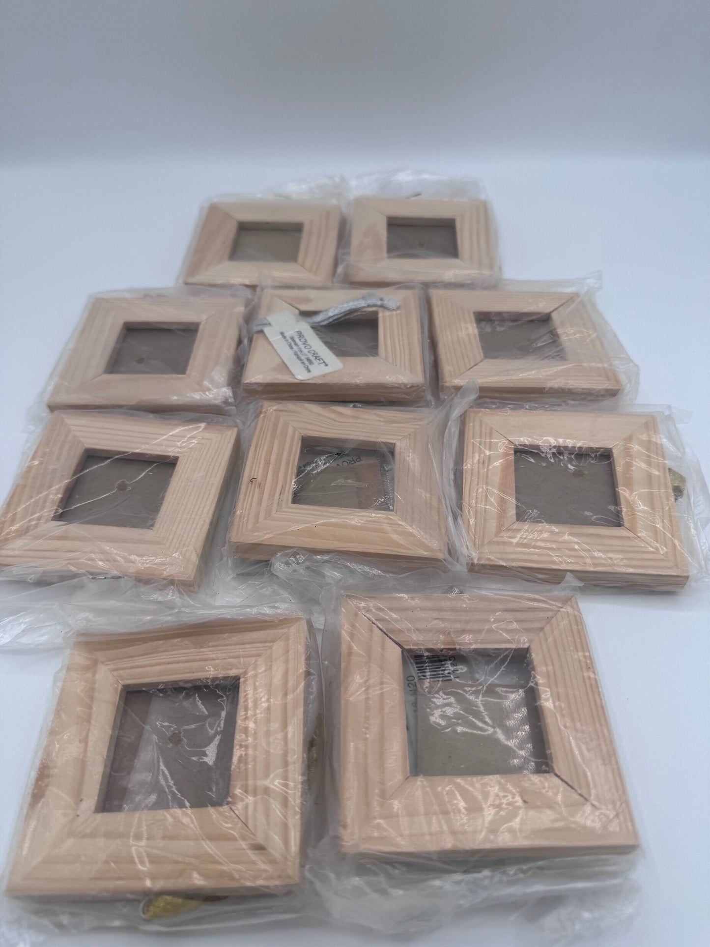 Set of 10 Small Vintage Wood Glass Craft Frames