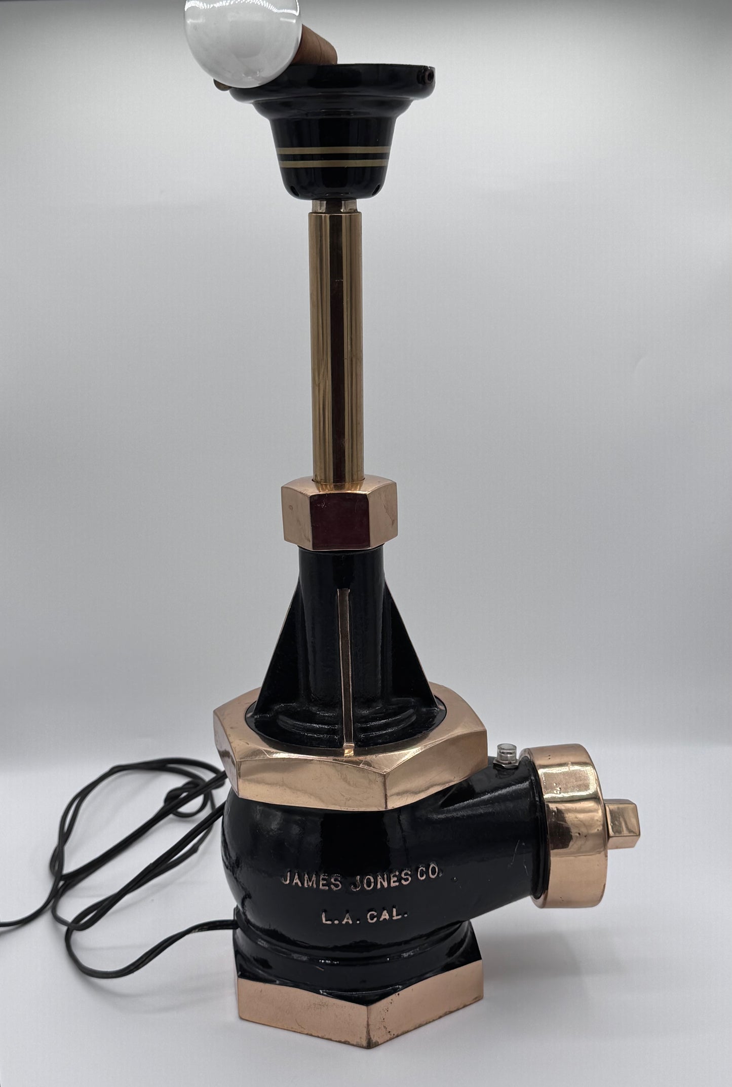 Real Fire Hydrant Black and Gold Cast Iron James Jones Co Handmade Lamp