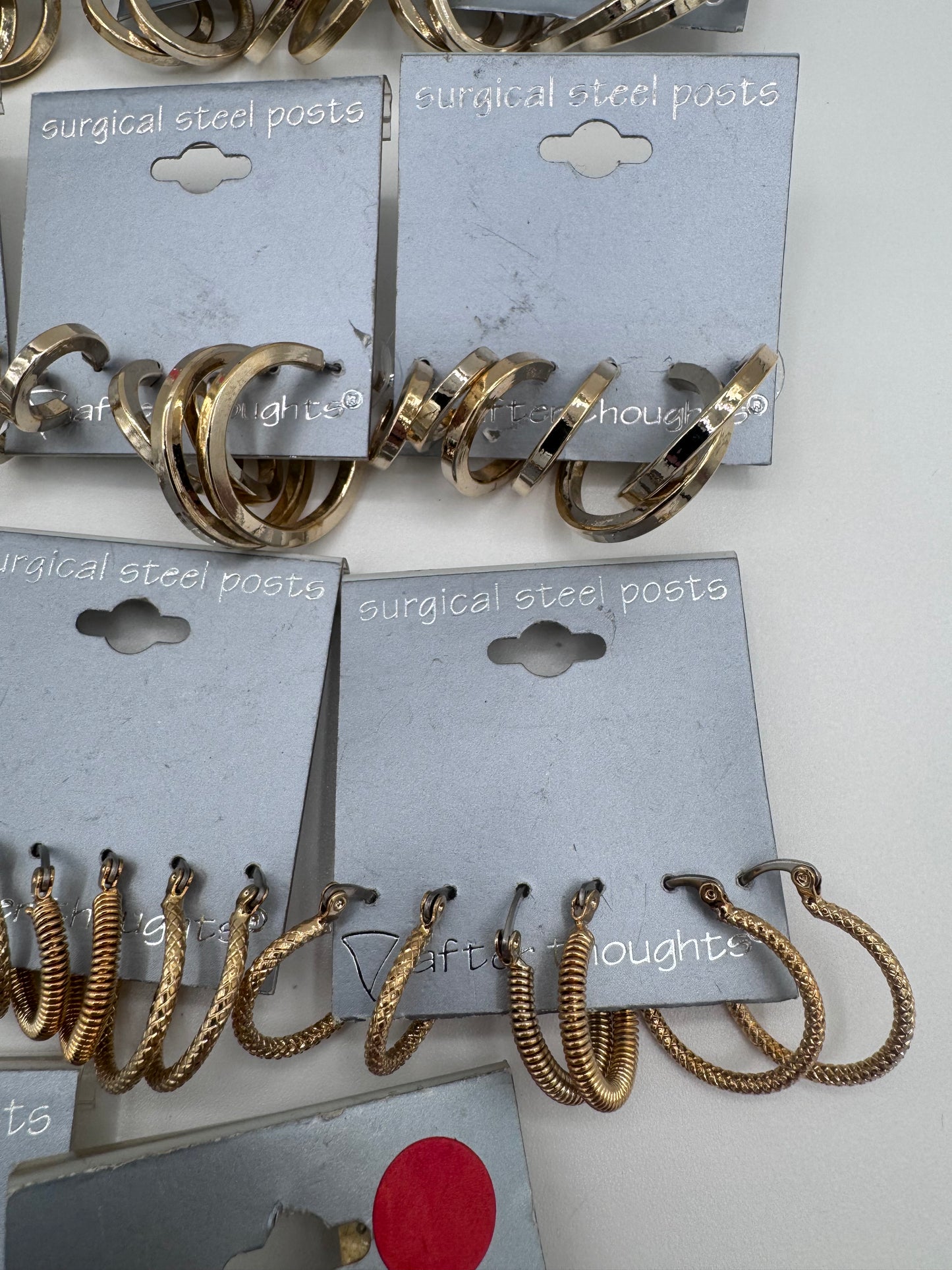 Set of 15 Large Gold Hoop Earrings Sets of 3 (45 Pairs) Costume Jewelry Vintage After Thoughts