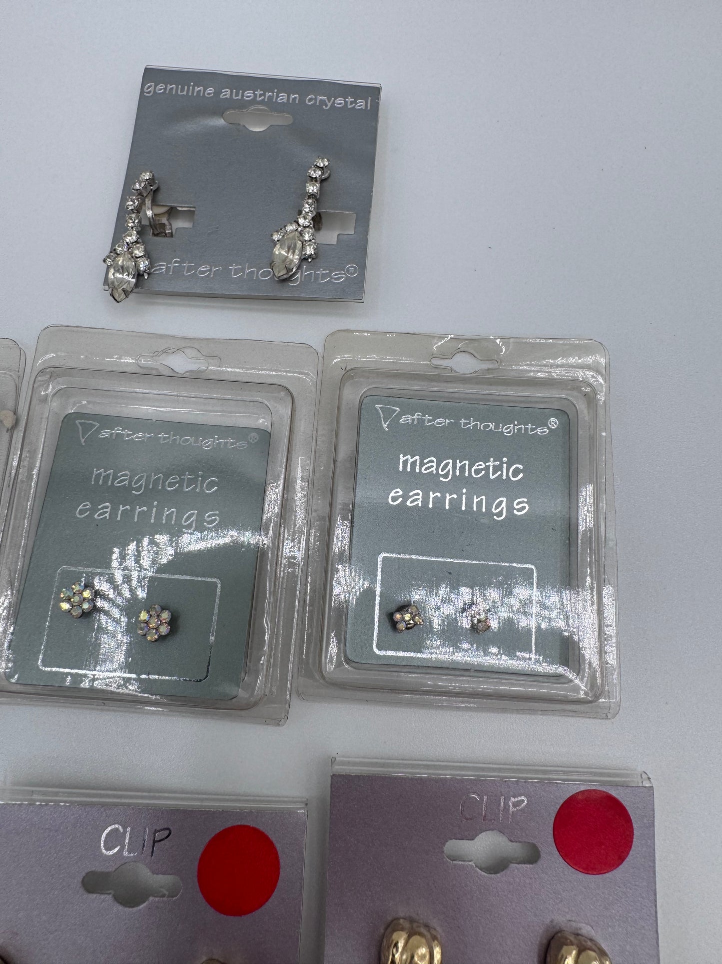 Set of 16 Pairs Mixed Clip On and Magnetic Earrings Costume Jewelry Vintage After Thoughts