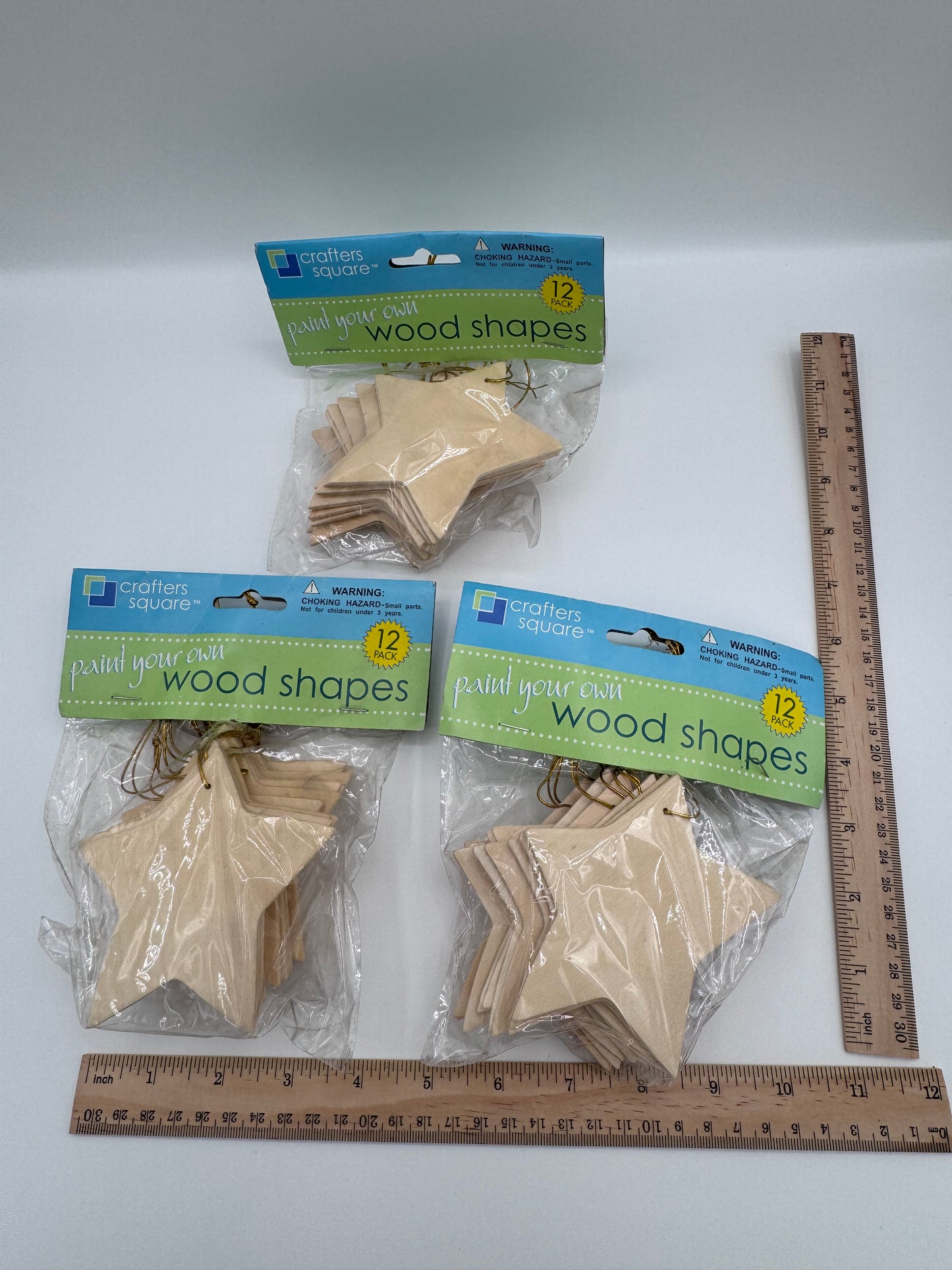 Set of 36 Wood Star Ornaments for Painting Crafts