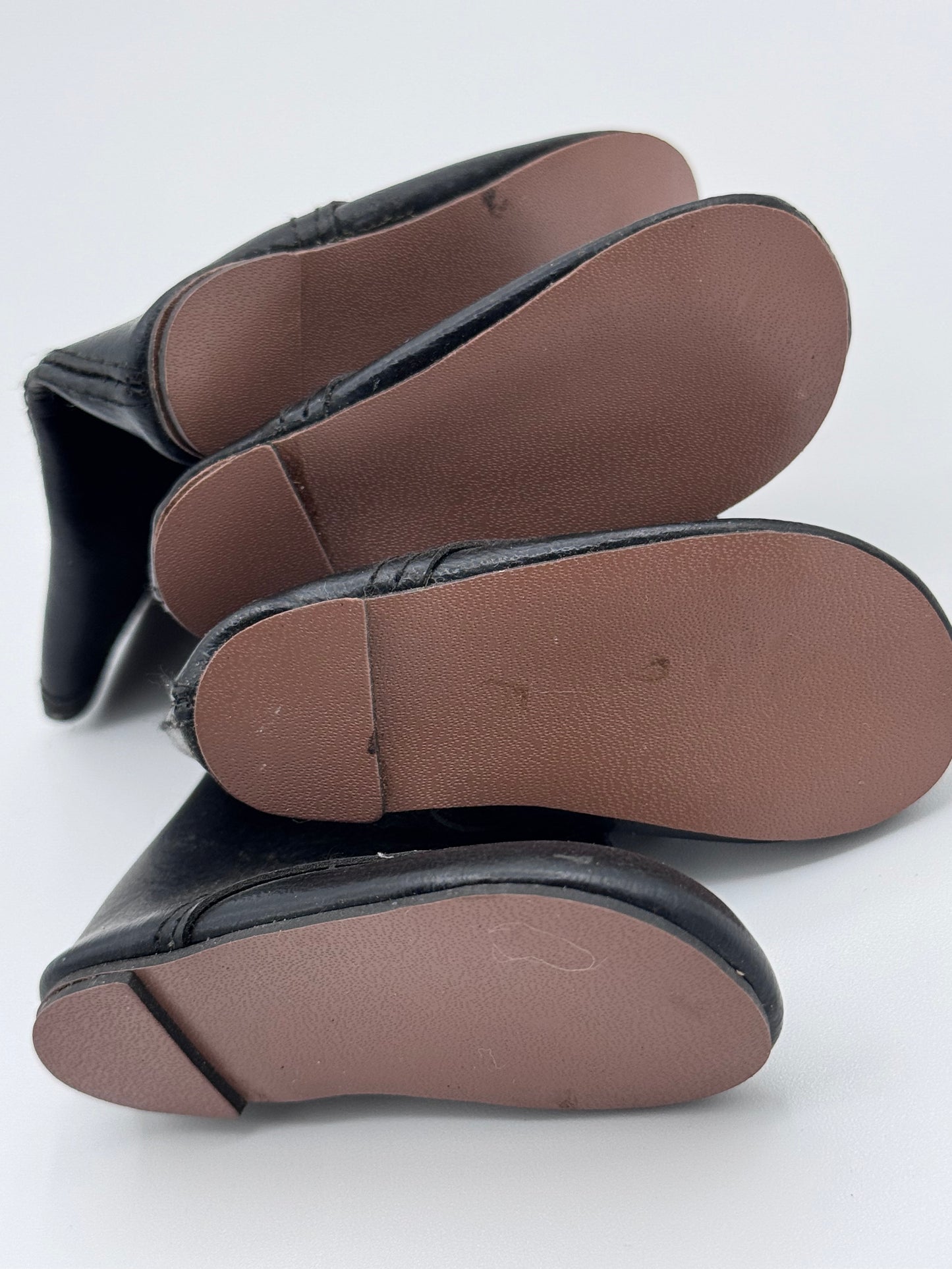 Set of 2 Pairs of Vintage Doll Black Boot Shoes