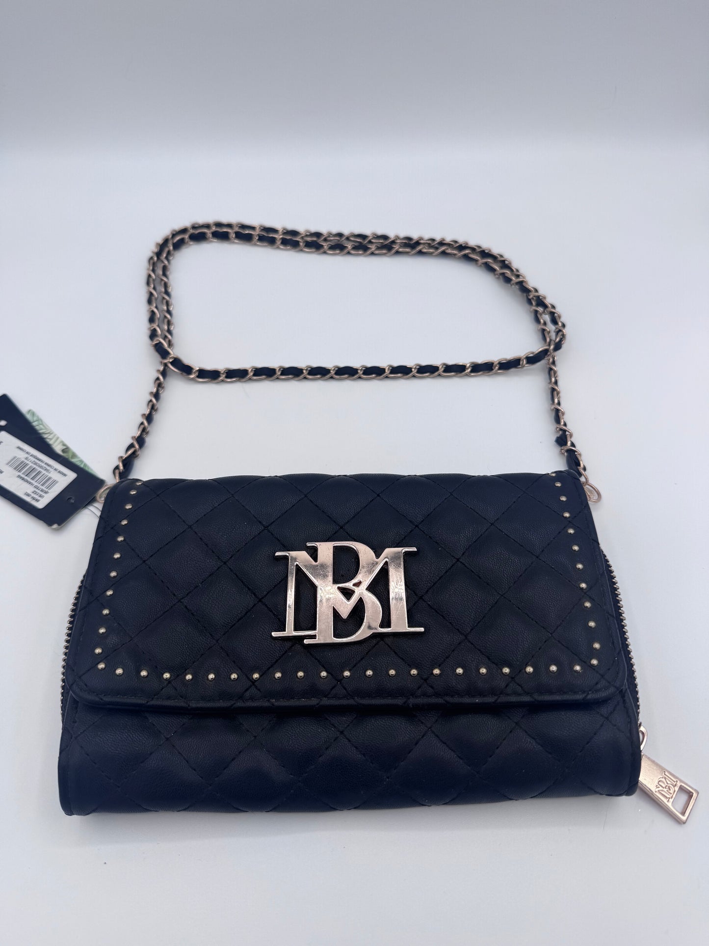 Badgley Mischka Black Quilted Crossbody Wallet Bag Purse