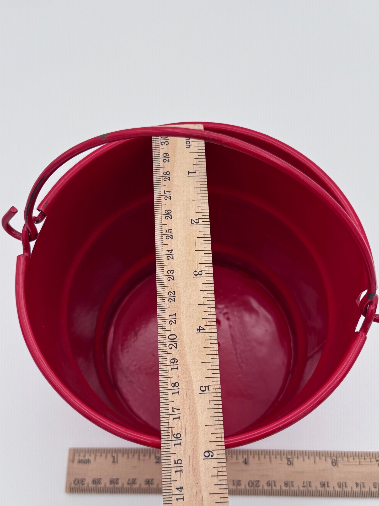Red Tin Metal Vintage Bucket