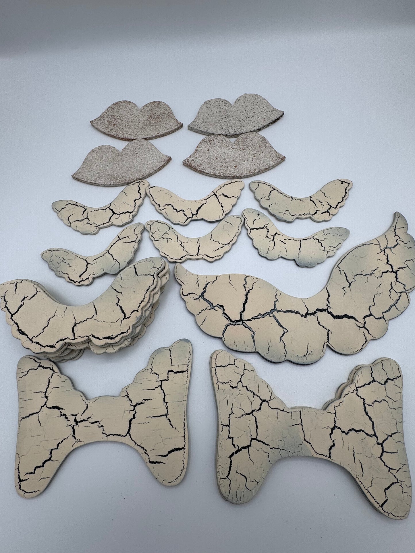 Set of 20 Handmade Wood Antique Finish Vintage Angel Wings
