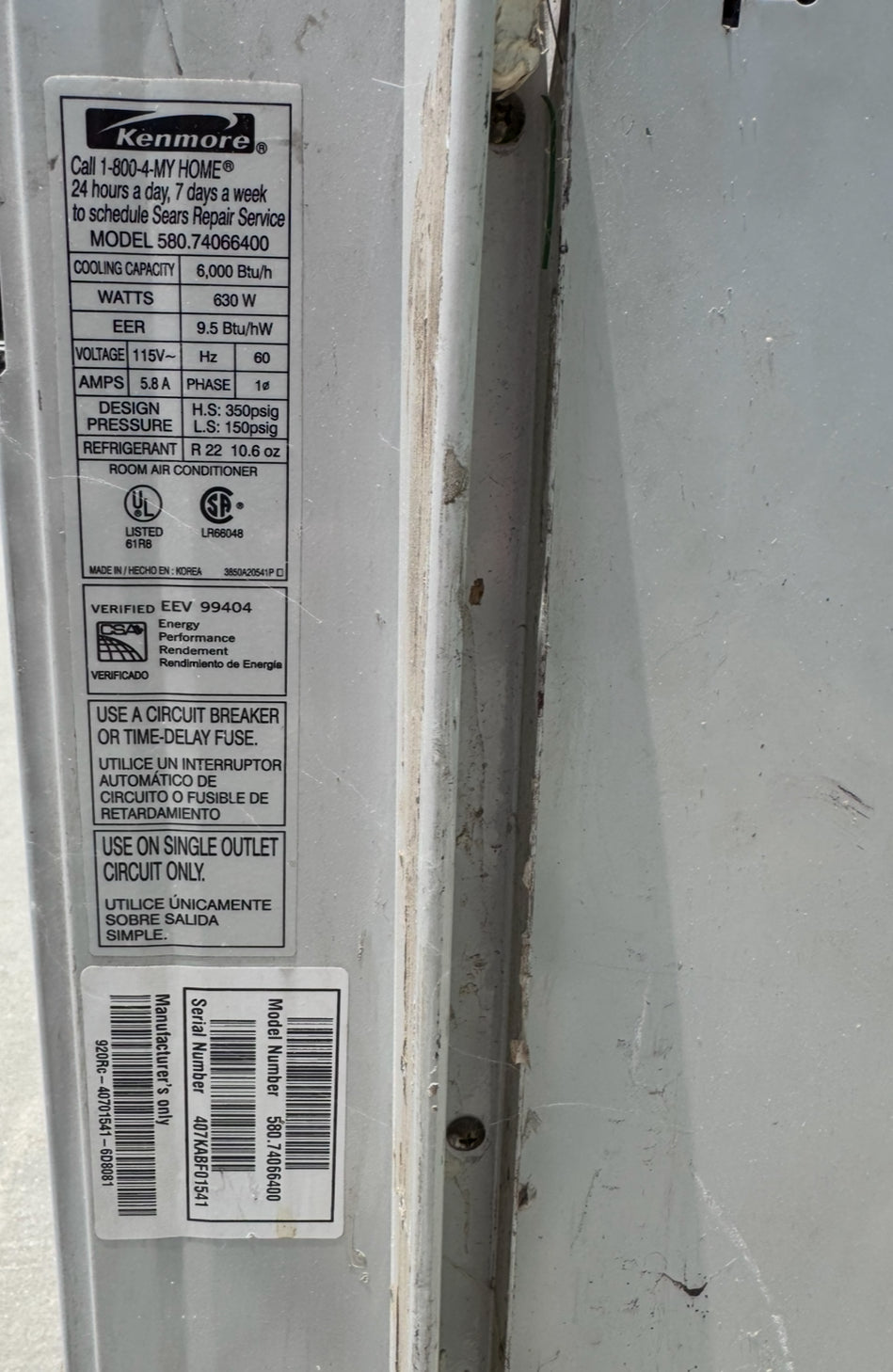Kenmore Room AC Air Conditioner Unit