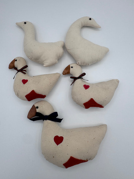 Set of 5 Fabric Ducks and Birds Blank For Crafts