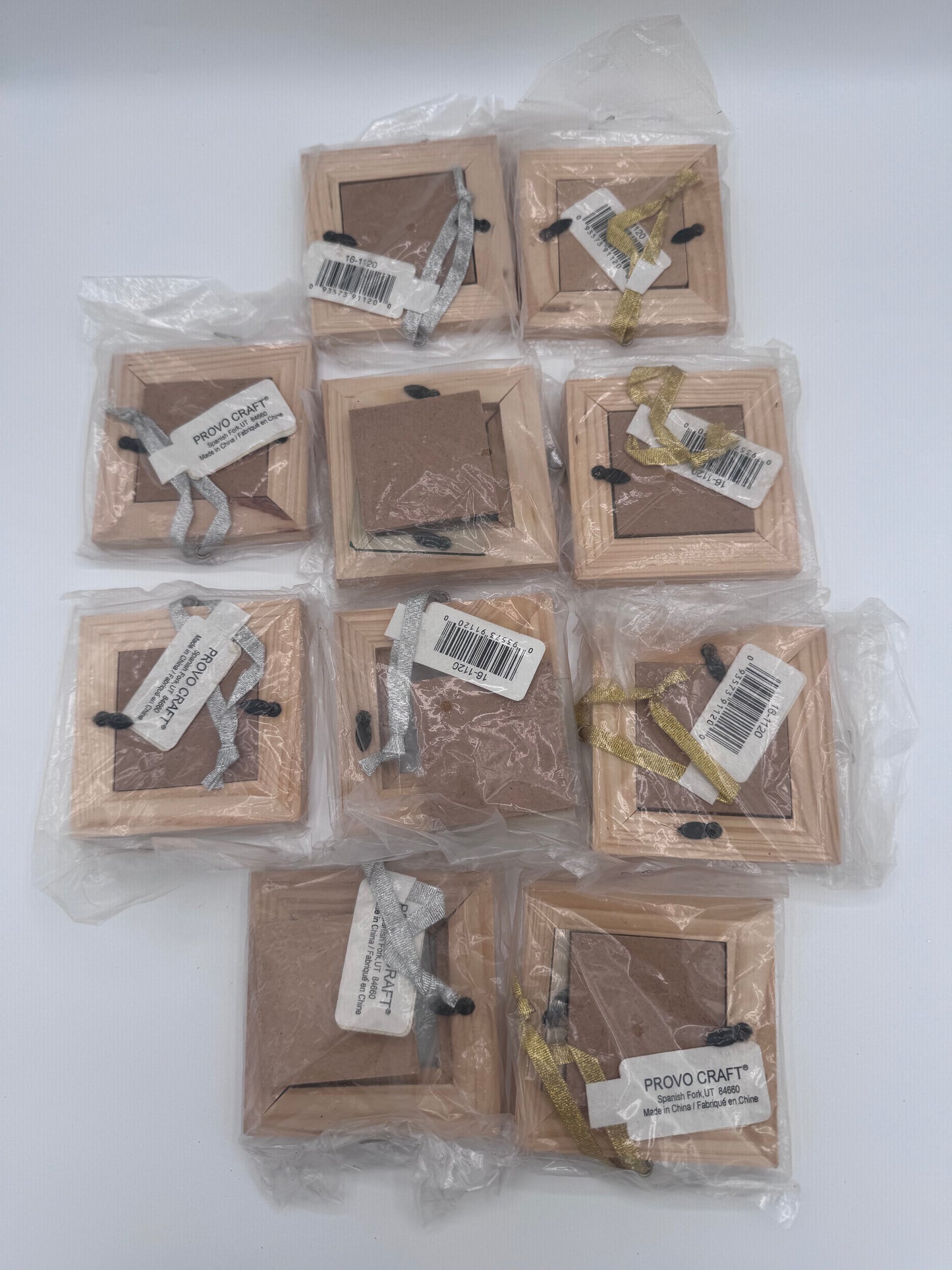 Set of 10 Small Vintage Wood Glass Craft Frames