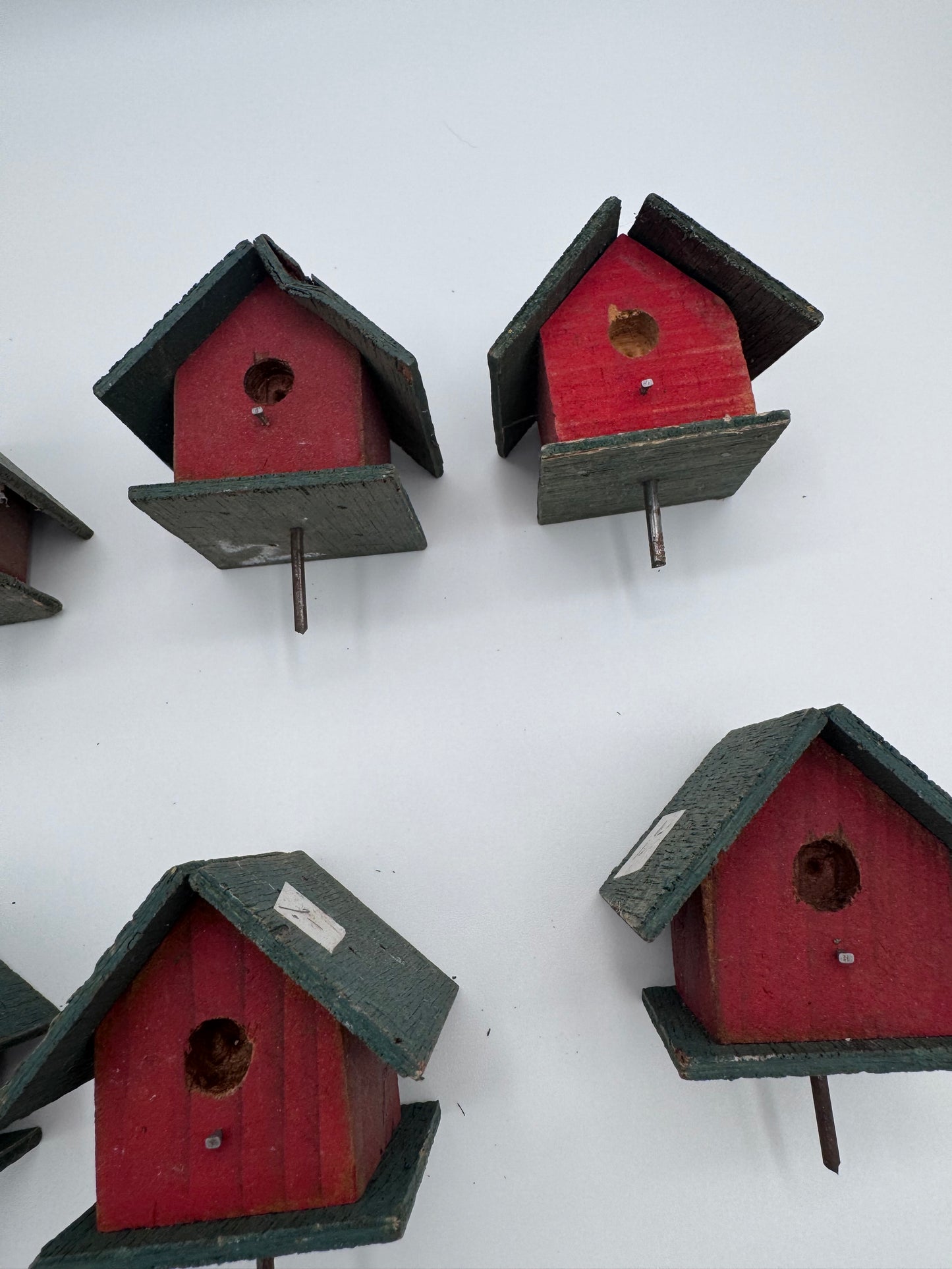 Set of 10 Small 2.5 Inch Hand-Made Vintage Birdhouses for Crafts
