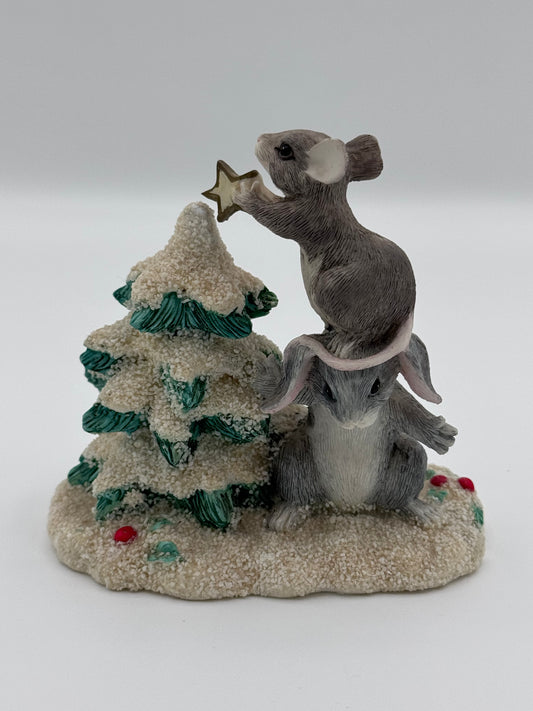 Charming Tails Teamwork Helps Mackenzie and Binkey Christmas Tree Star Vintage Christmas Figurine