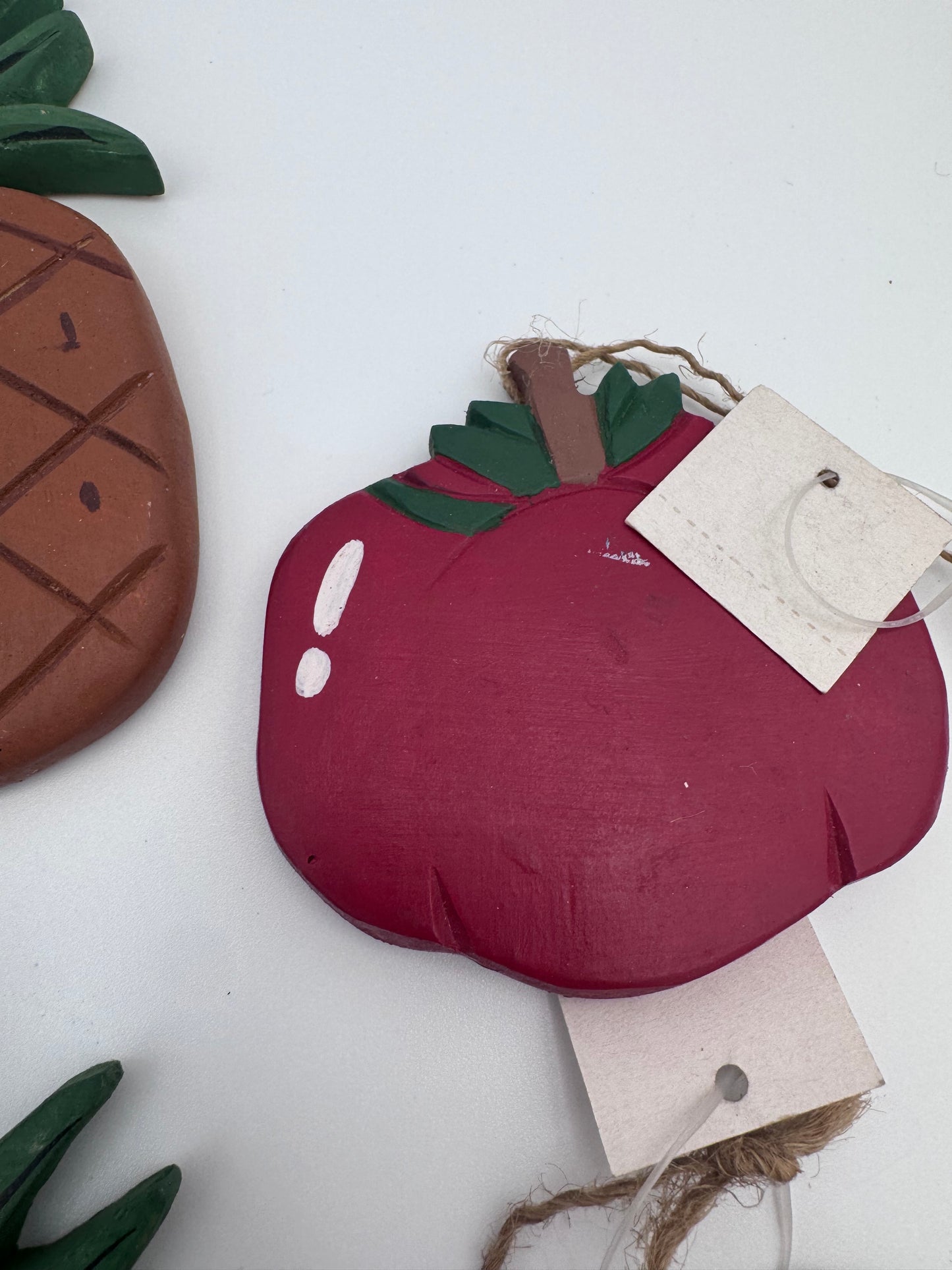 Wood Mini Fruit 8 Pieces Pineapples, Apples, Grapes, Pear Hanging Art