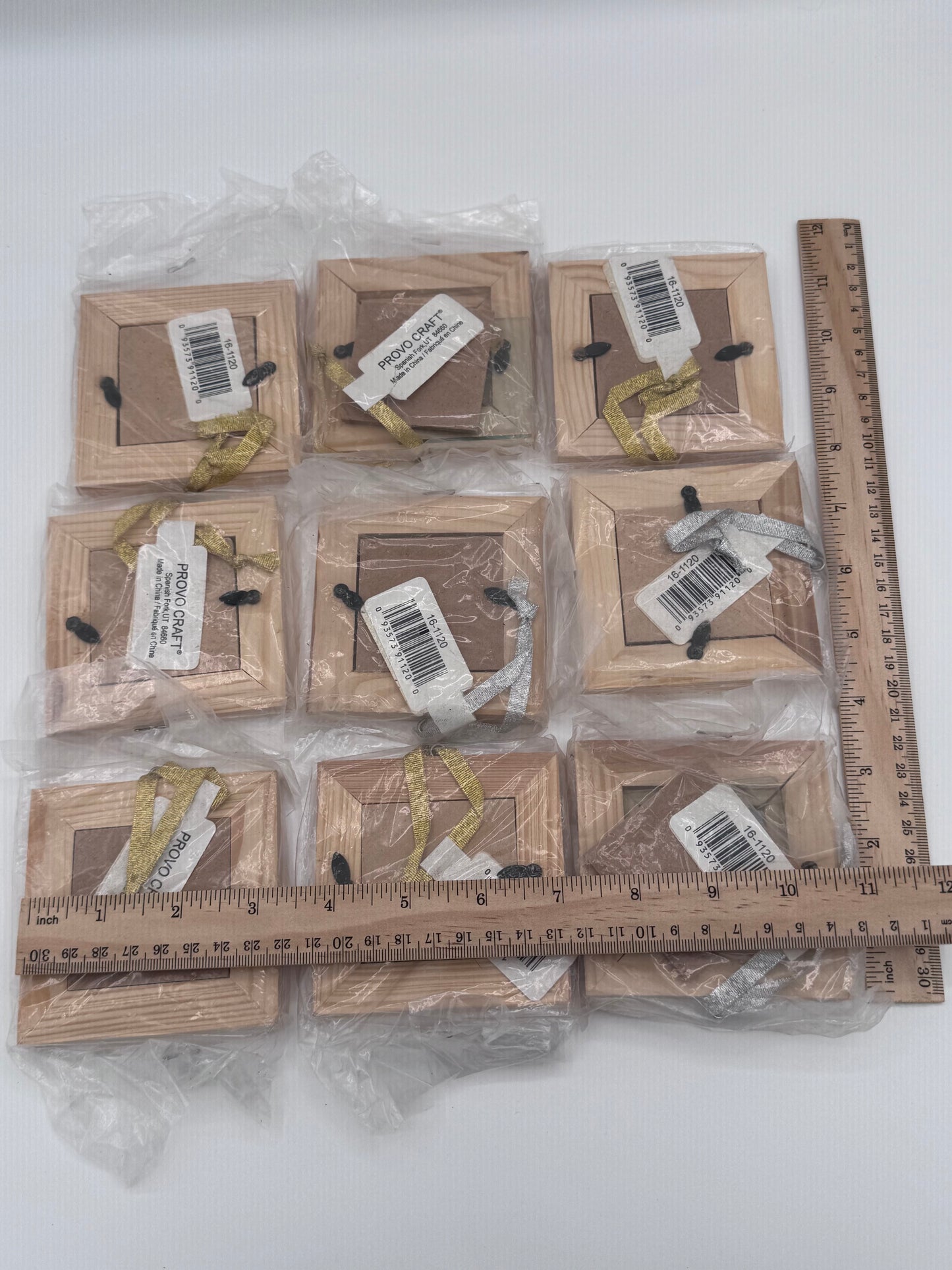 Set of 9 Small Vintage Wood Glass Craft Frames