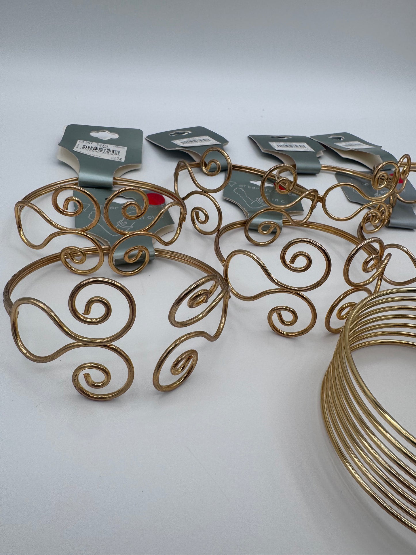 Set of 8 Gold Cuff Costume Jewelry Bracelet Arm Band Vintage After Thoughts