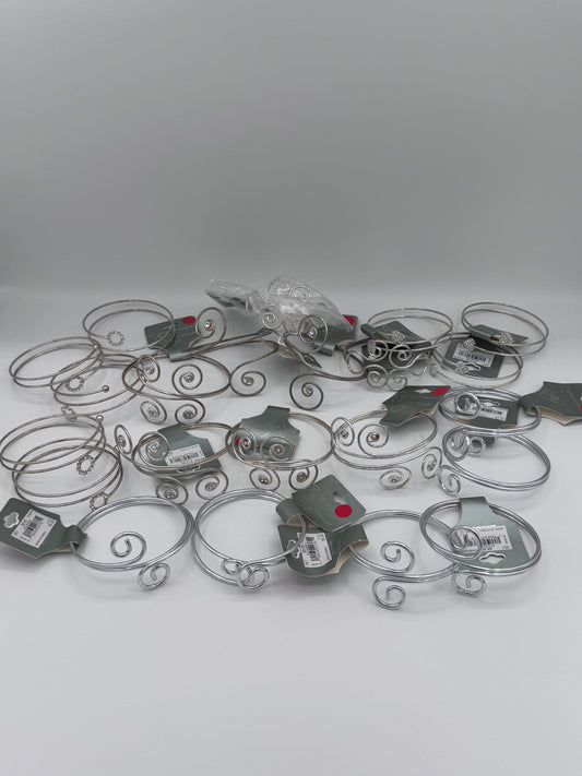 Set of 21 Silver Cuff Costume Jewelry Bracelet Arm Band Vintage After Thoughts