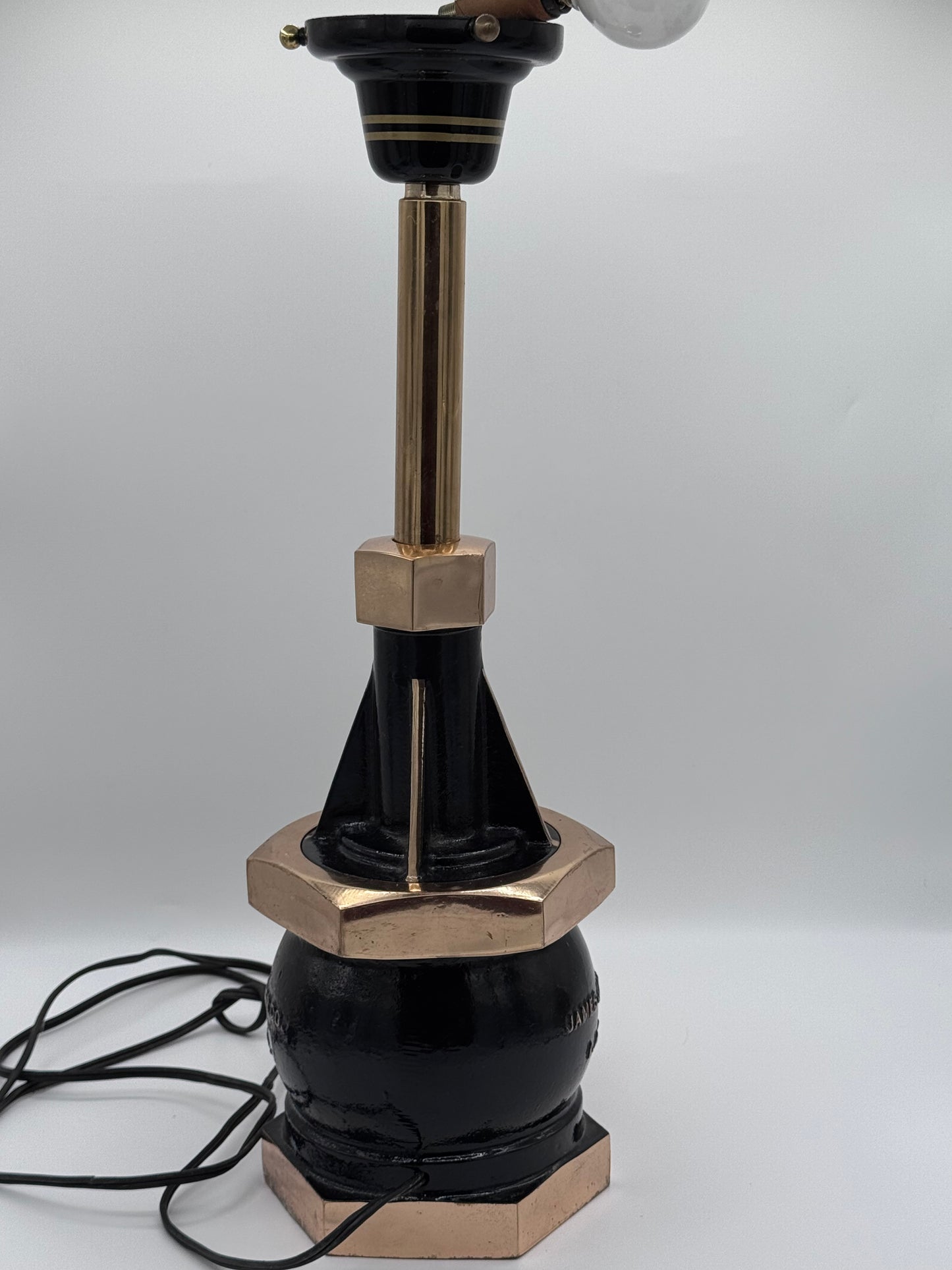 Real Fire Hydrant Black and Gold Cast Iron James Jones Co Handmade Lamp