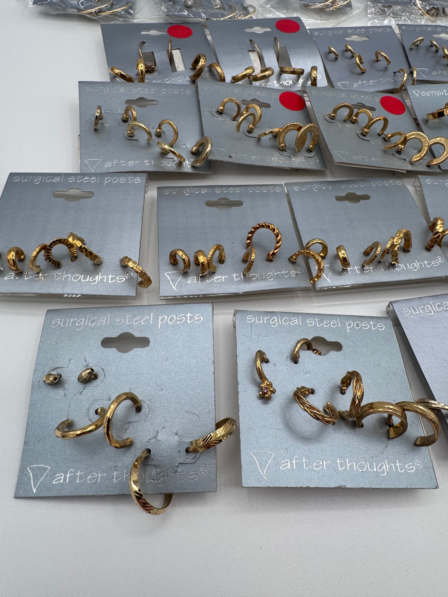 Set of 21 Small Gold Hoop Earrings Sets of 3 (63 Pairs) Costume Jewelry Vintage After Thoughts