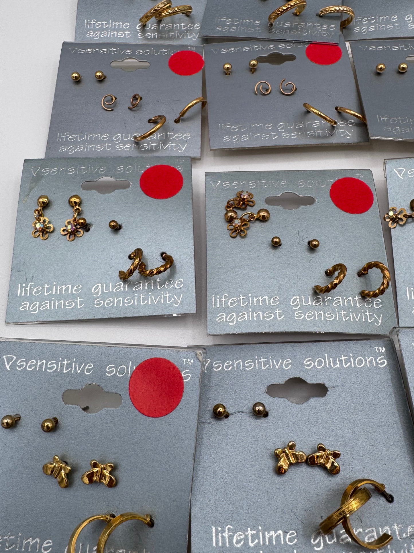 Set of 36 Small Gold Studs and Hoop Earrings Sets of 3 (108 Pairs) Costume Jewelry Vintage After Thoughts