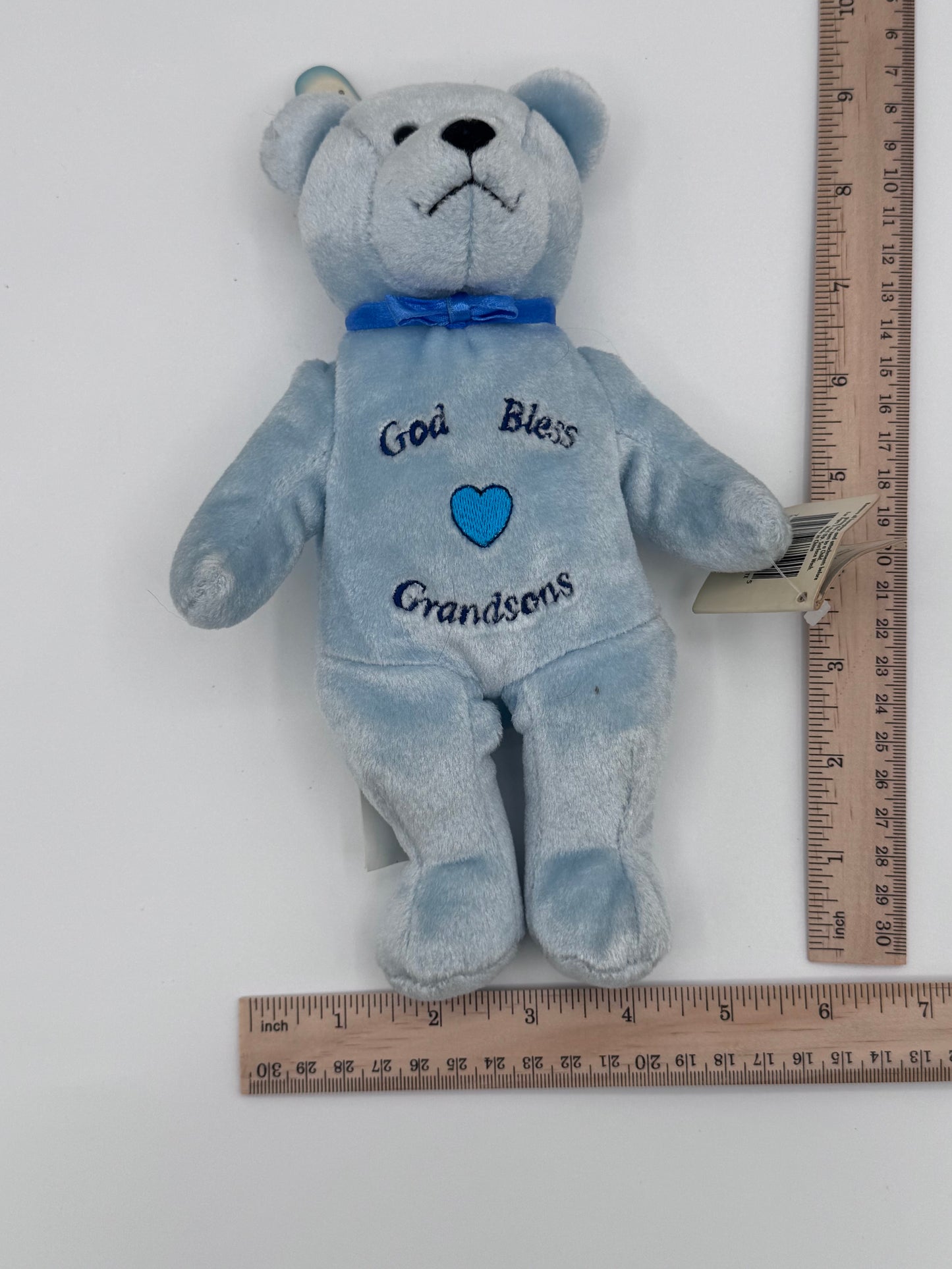 The God Bless Grandsons Holy Baby Blue Bean Bear