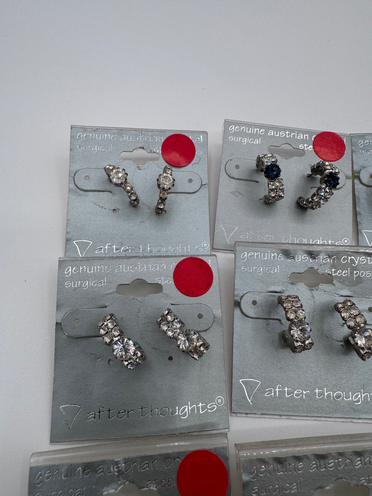 Set of 16 Pairs of Genuine Austrian Crystal Hoop Mixed Earrings Costume Jewelry Vintage After Thoughts