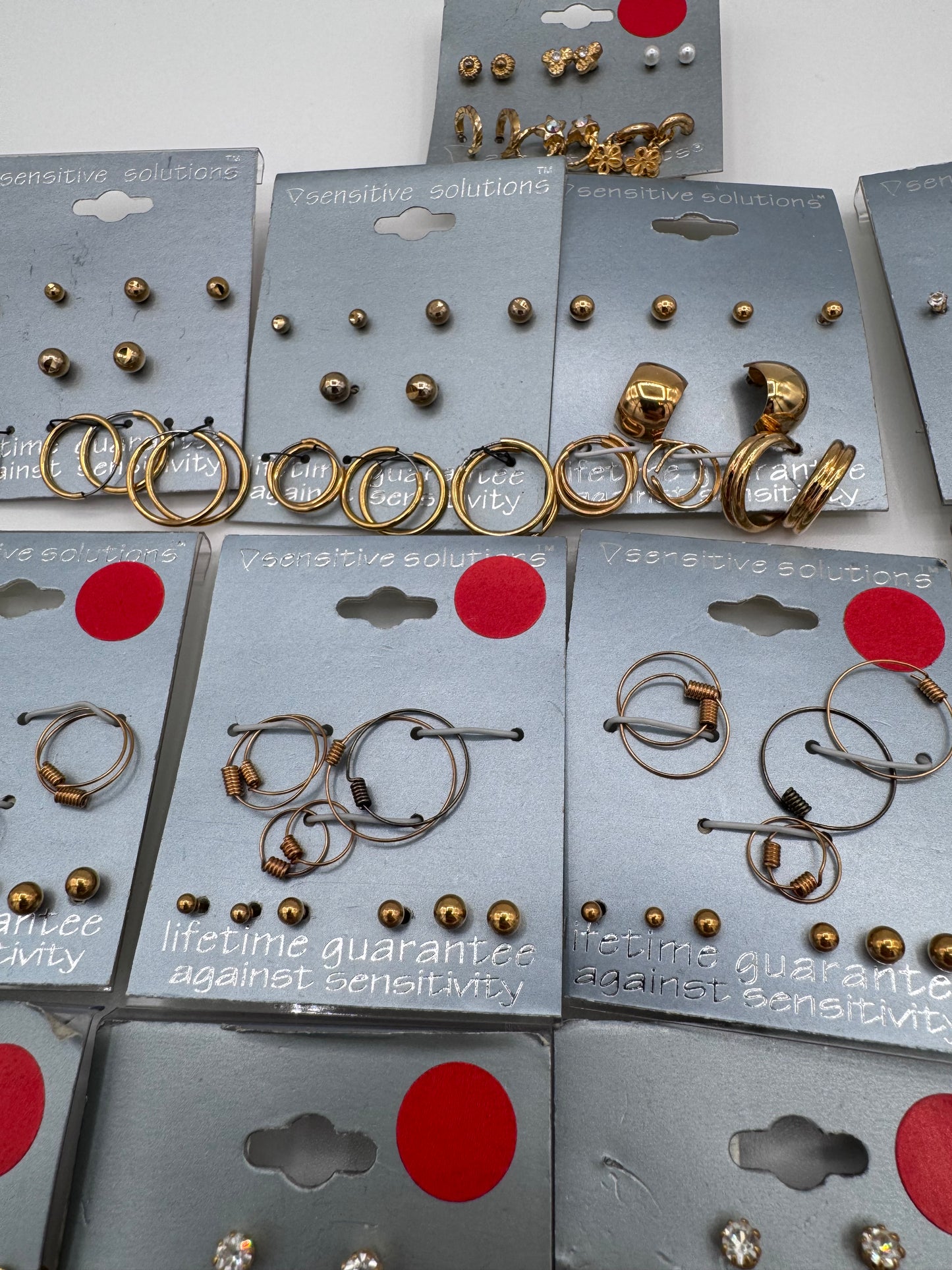 Set of 13 Small Gold Earrings Sets of 6 (78 Pairs) Costume Jewelry Vintage After Thoughts