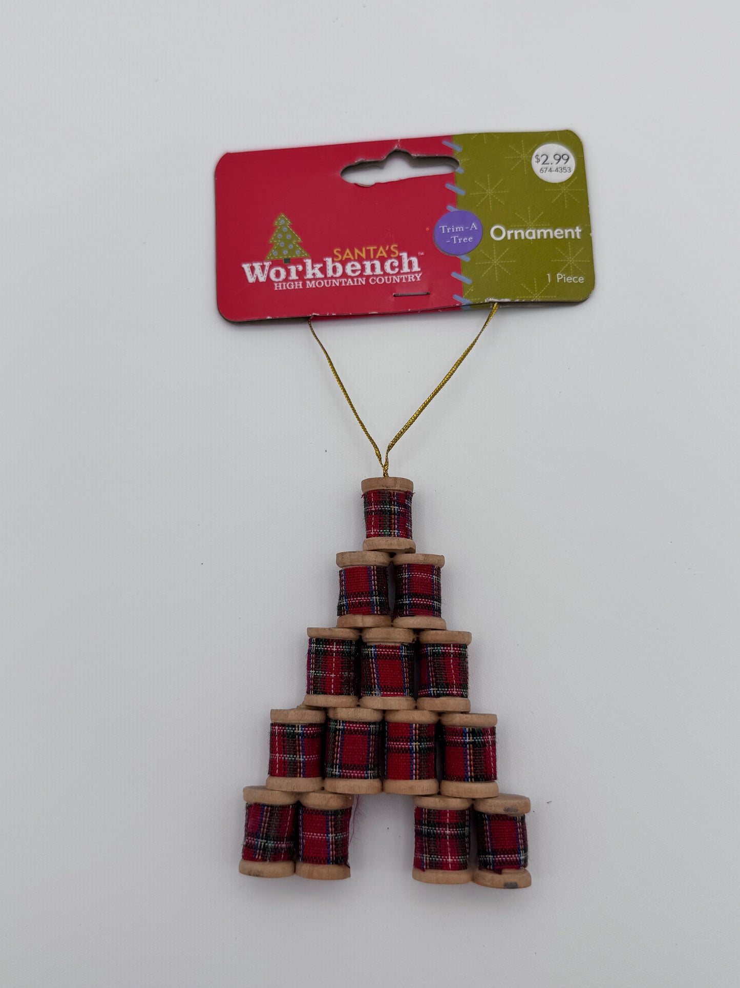 Sewing Spools Red Santa’s Workshop Christmas Vintage Ornament