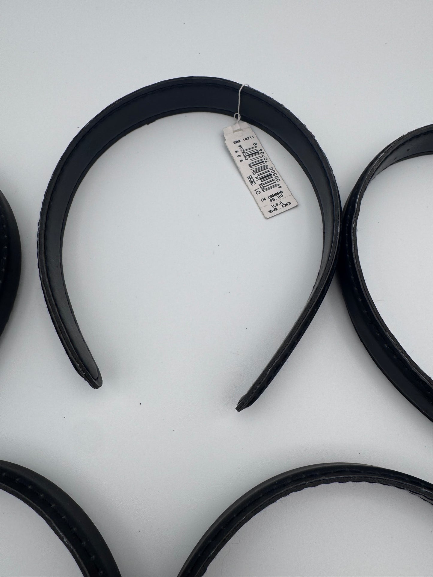 Set of 5 Black Stiff Vintage Headbands