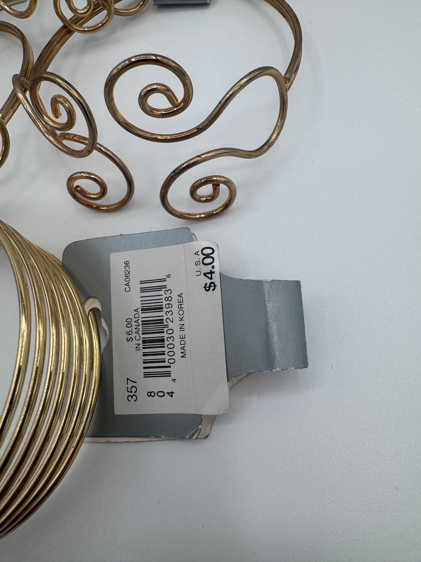 Set of 8 Gold Cuff Costume Jewelry Bracelet Arm Band Vintage After Thoughts