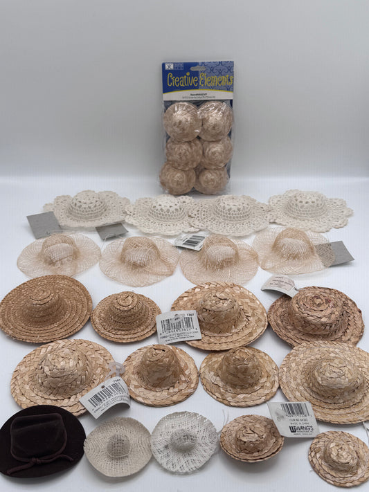 Set of 25+ Vintage Small and Tiny Doll Hats for Crafting