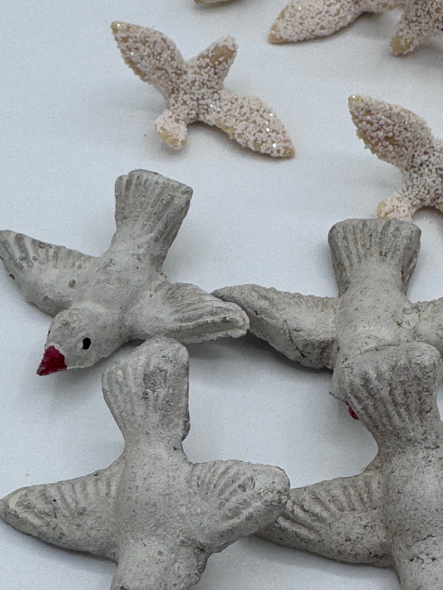 Set of 28 Small Ceramic Seagull and Sparkle Generic Birds For Crafts