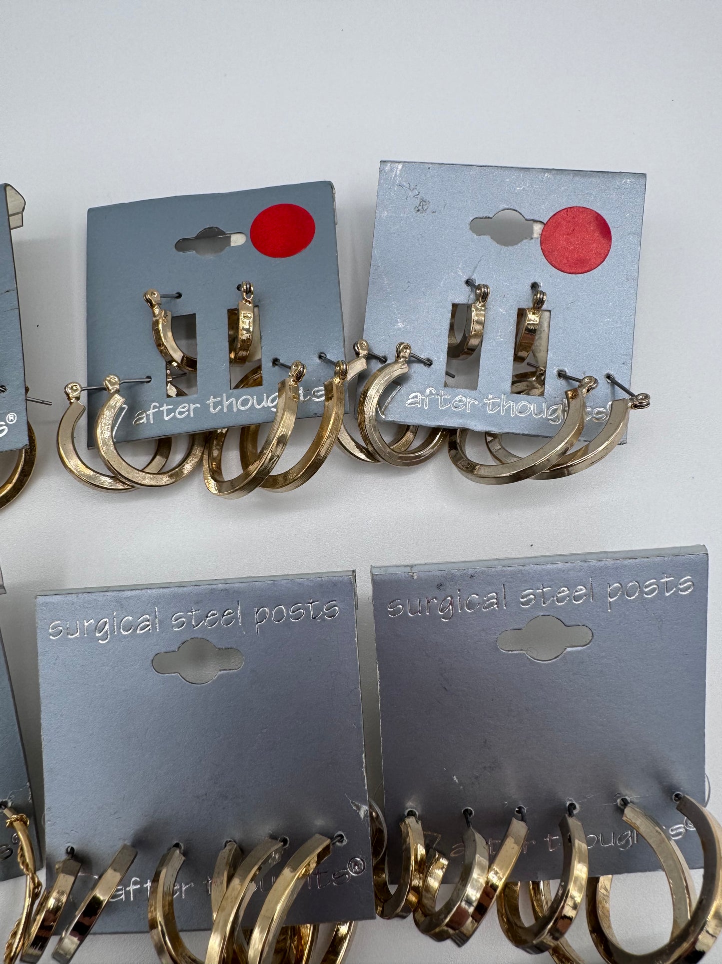 Set of 35 Mixed Gold Hoop Earrings Pairs Costume Jewelry Vintage After Thoughts