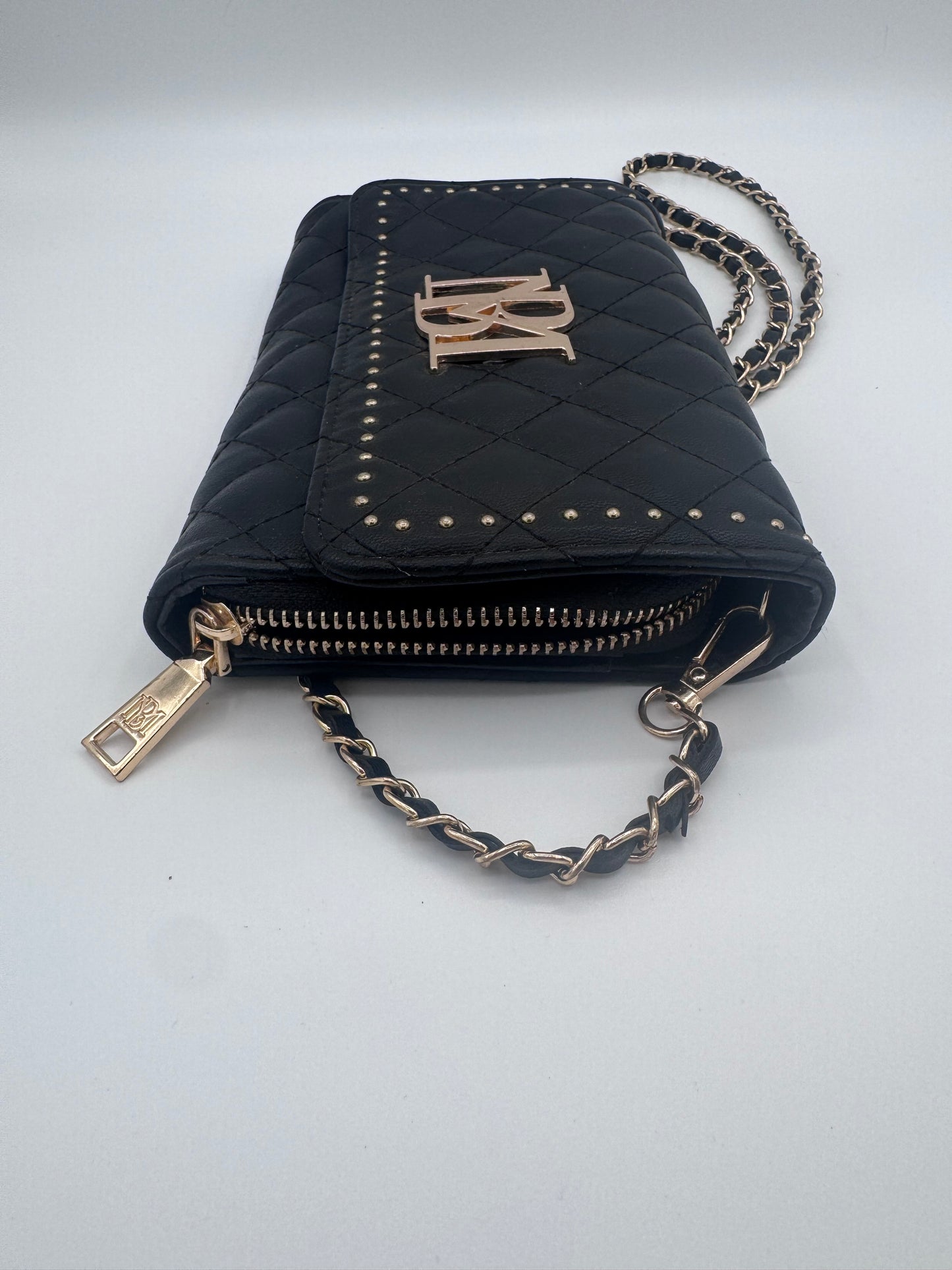 Badgley Mischka Black Quilted Crossbody Wallet Bag Purse