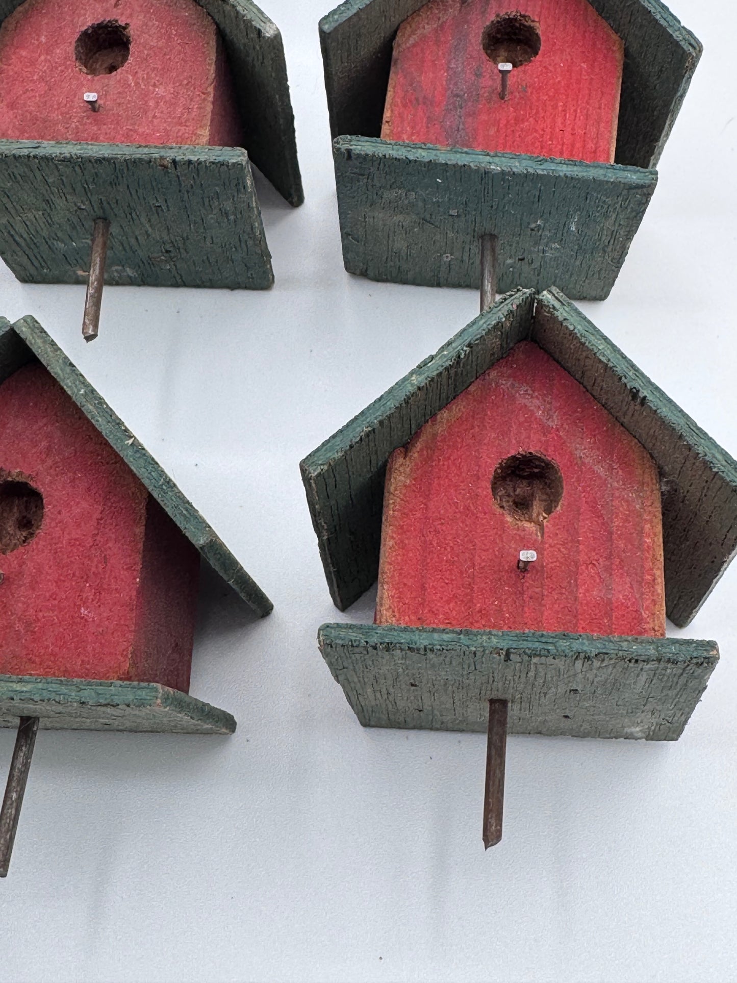 Set of 9 Small 2.5 Inch Hand-Made Vintage Birdhouses for Crafts