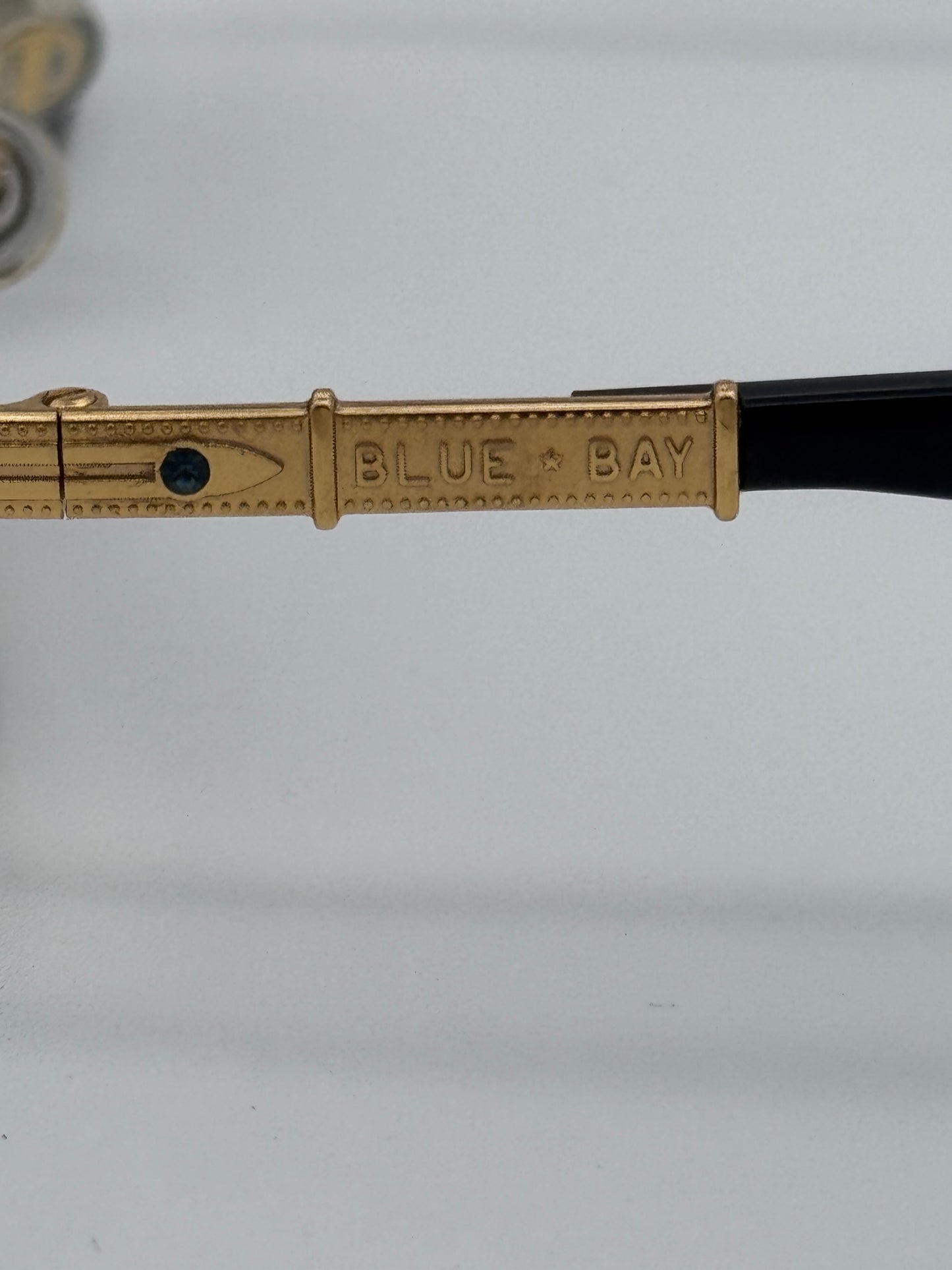 Blue Bay By Sifilo 90’s Black and Gold Wire Made in Italy Vintage Sunglasses NOS Love Bay/s