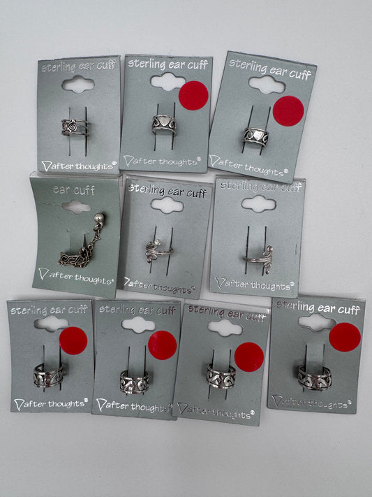 Set of 10 Silver Ear Cuff Earrings Costume Jewelry Vintage After Thoughts